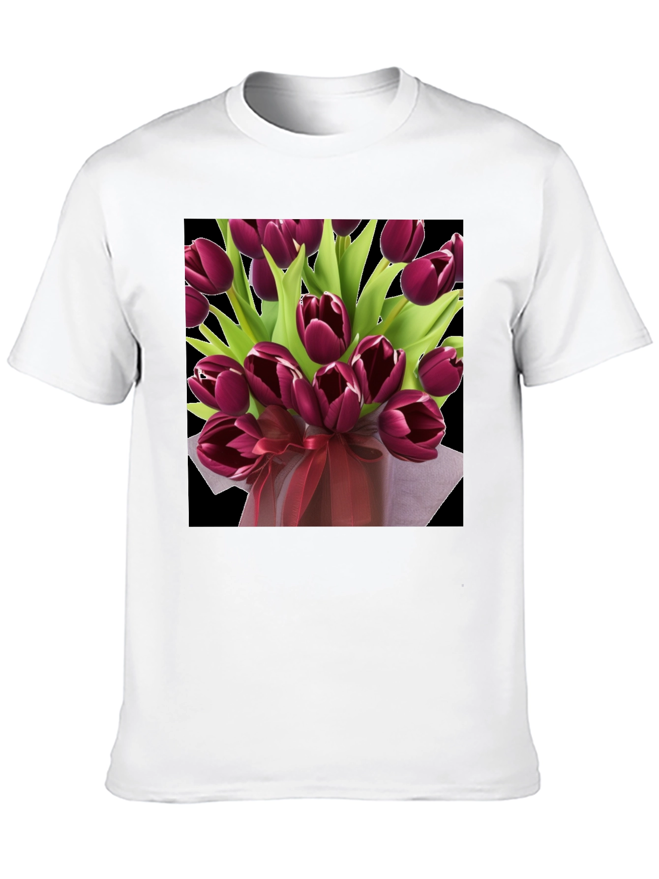 Tulip Bouquet Graphic Tee - Elegant Floral Design