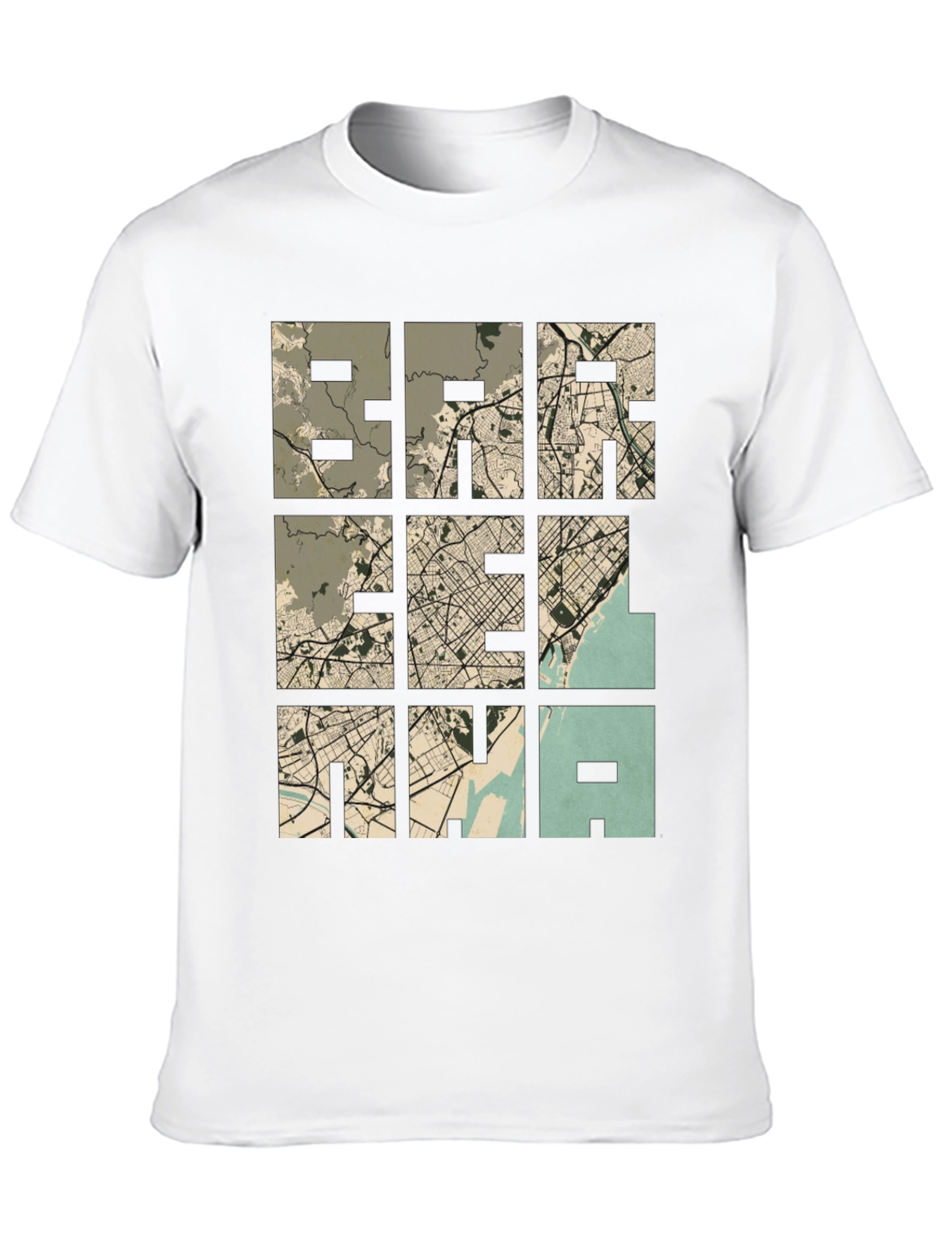Unique Map Grid Graphic Tee - Black