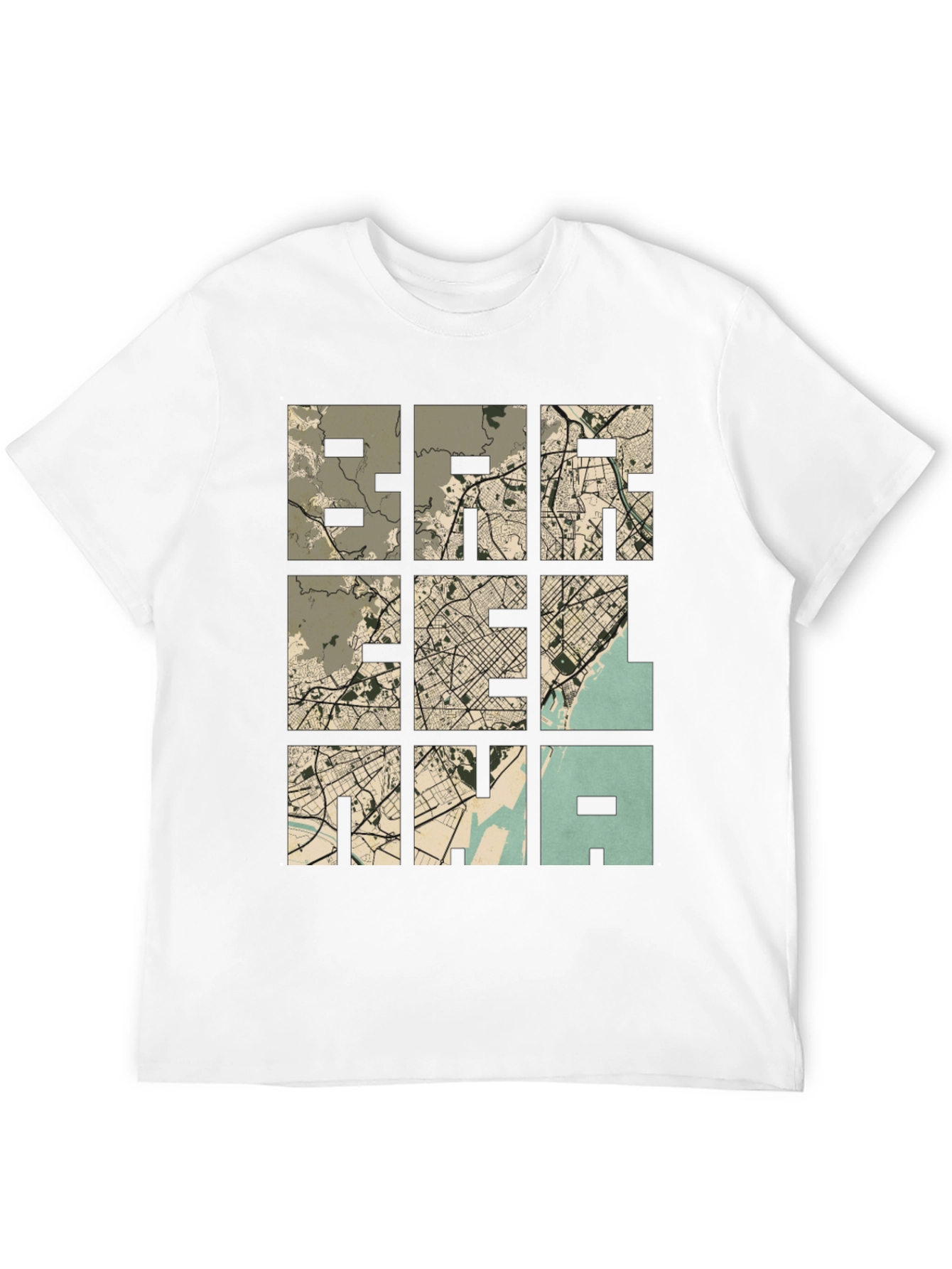 Unique Map Grid Graphic Tee - Black