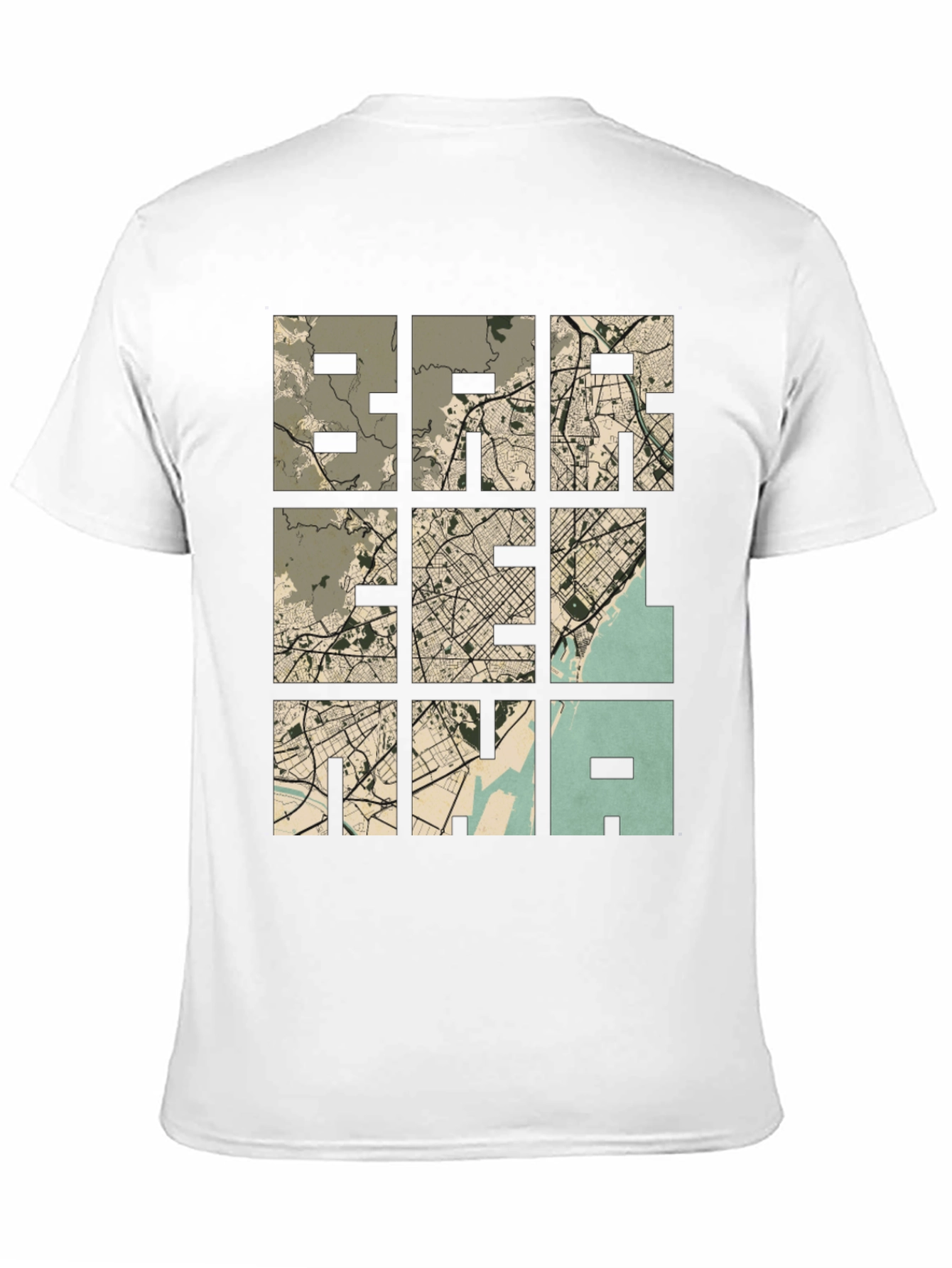 Unique Map Grid Graphic Tee - Black