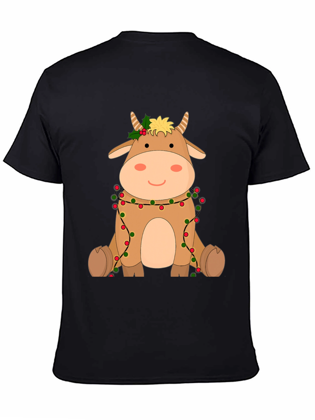 Festive Cow Graphic Tee - Holiday Cheer