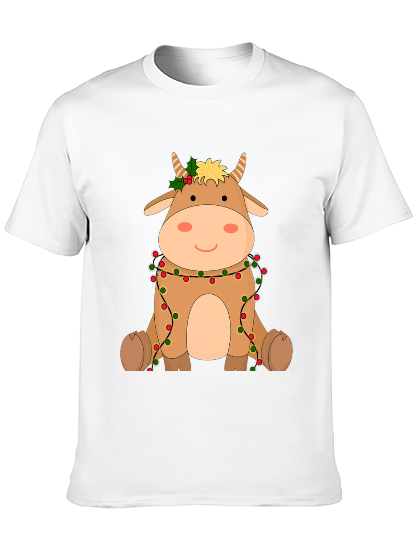 Festive Cow Graphic Tee - Holiday Cheer