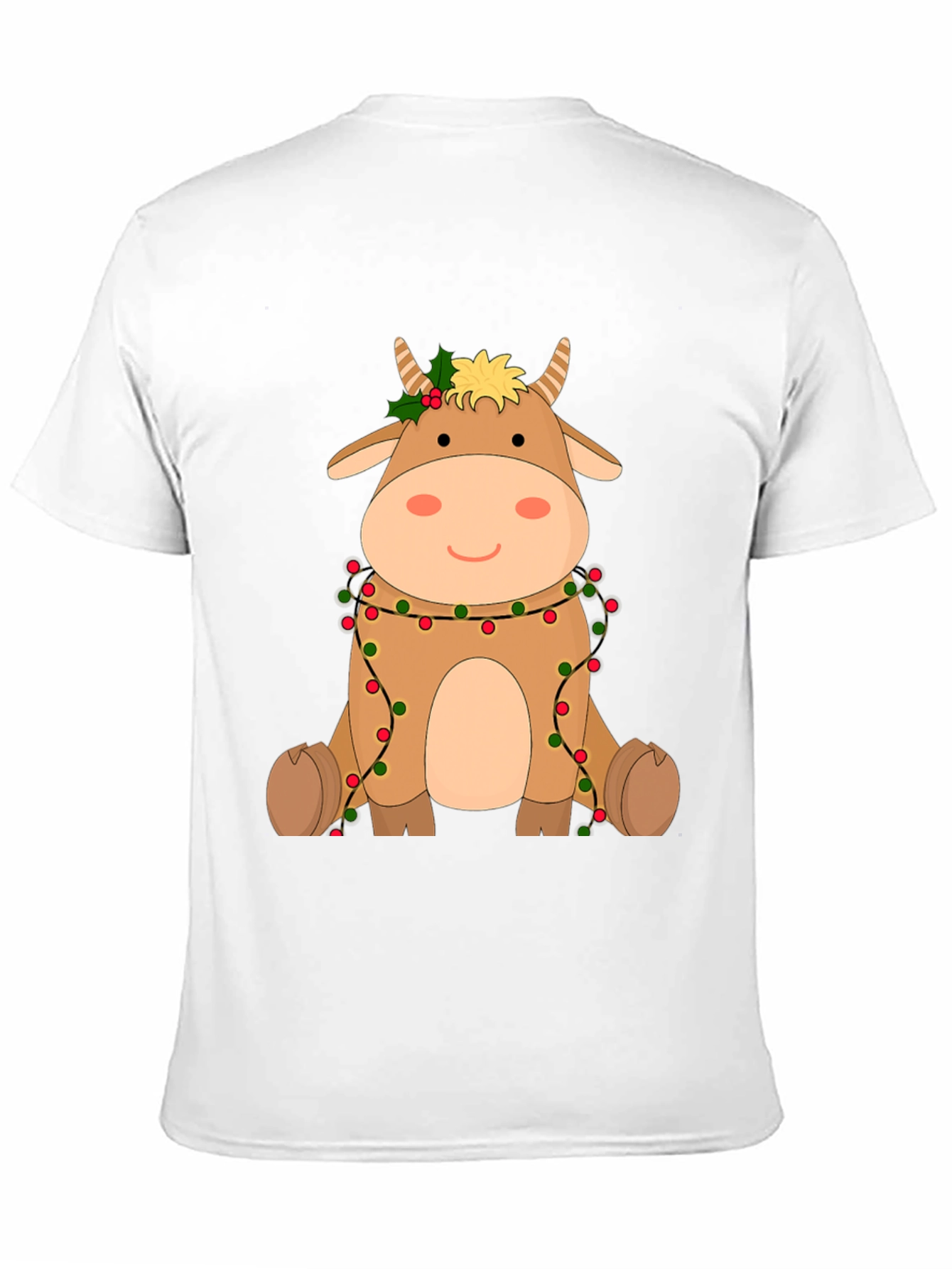 Festive Cow Graphic Tee - Holiday Cheer