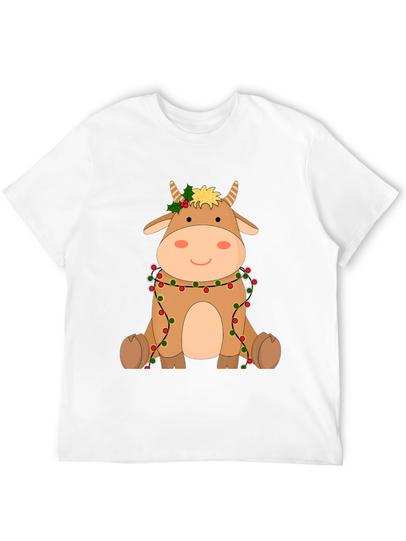 Festive Cow Graphic Tee - Holiday Cheer