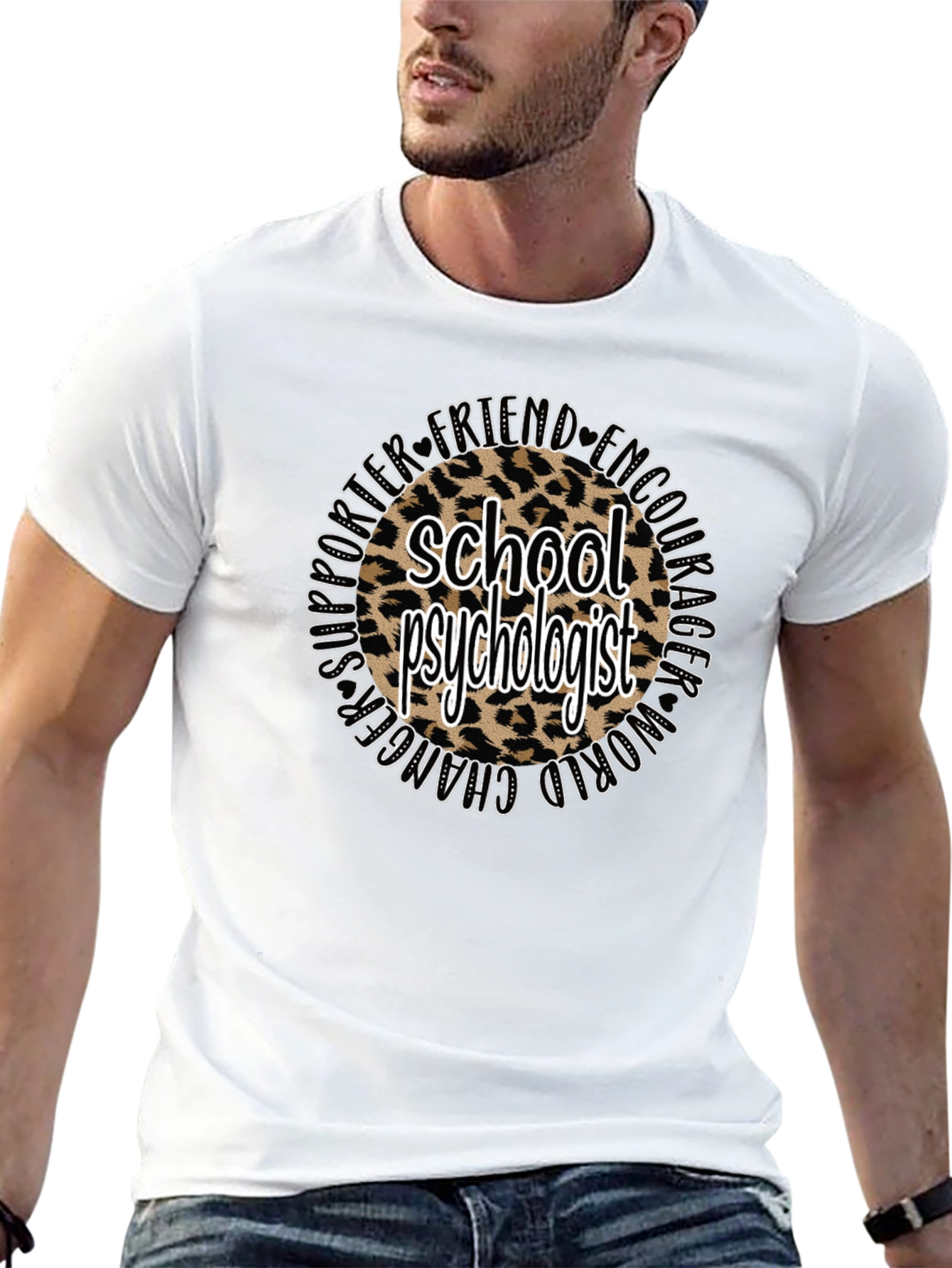 School Psychologist Leopard Print T-Shirt