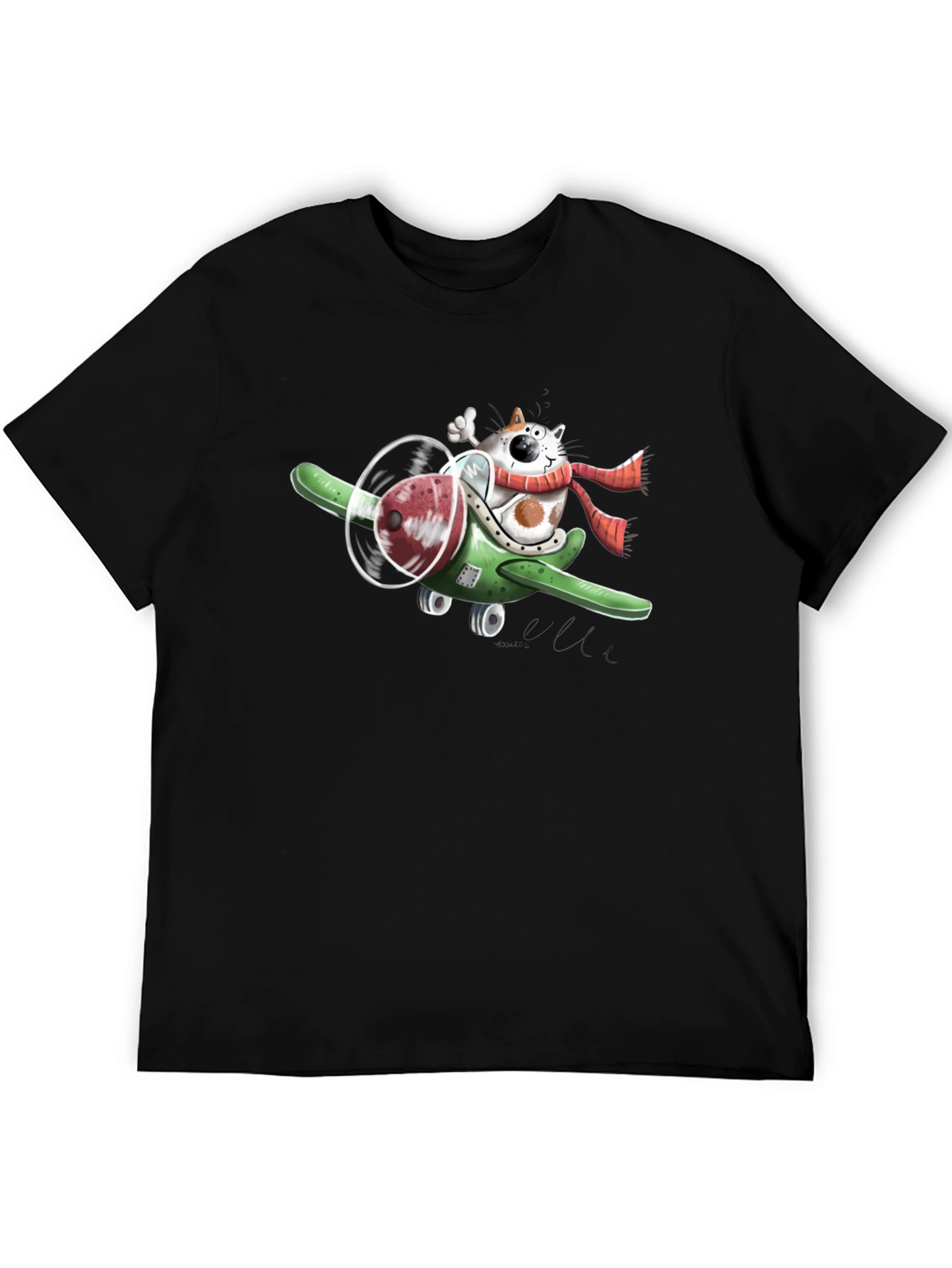 Cat Pilot T-Shirt - Quirky Cartoon Graphic Tee