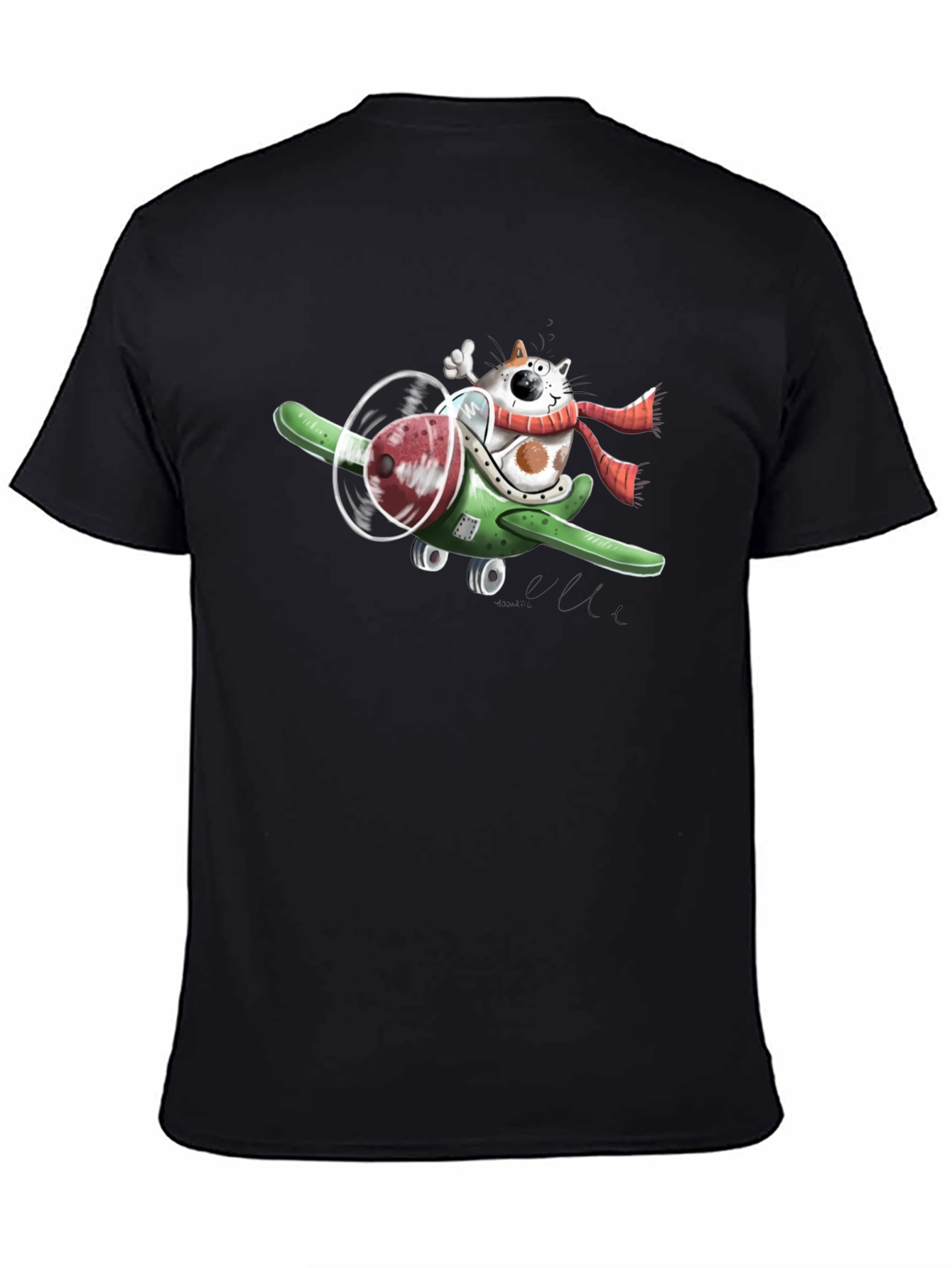 Cat Pilot T-Shirt - Quirky Cartoon Graphic Tee