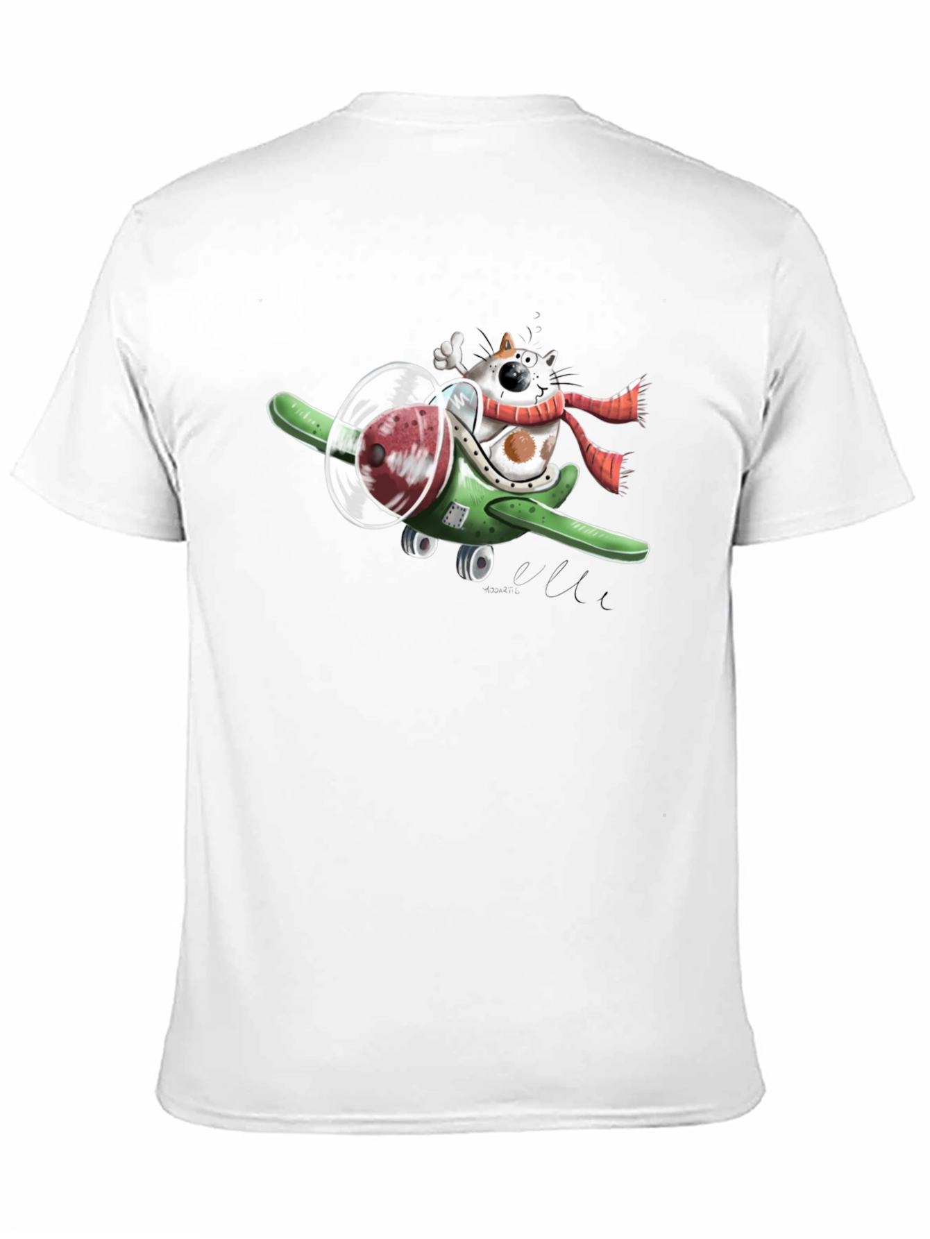 Cat Pilot T-Shirt - Quirky Cartoon Graphic Tee