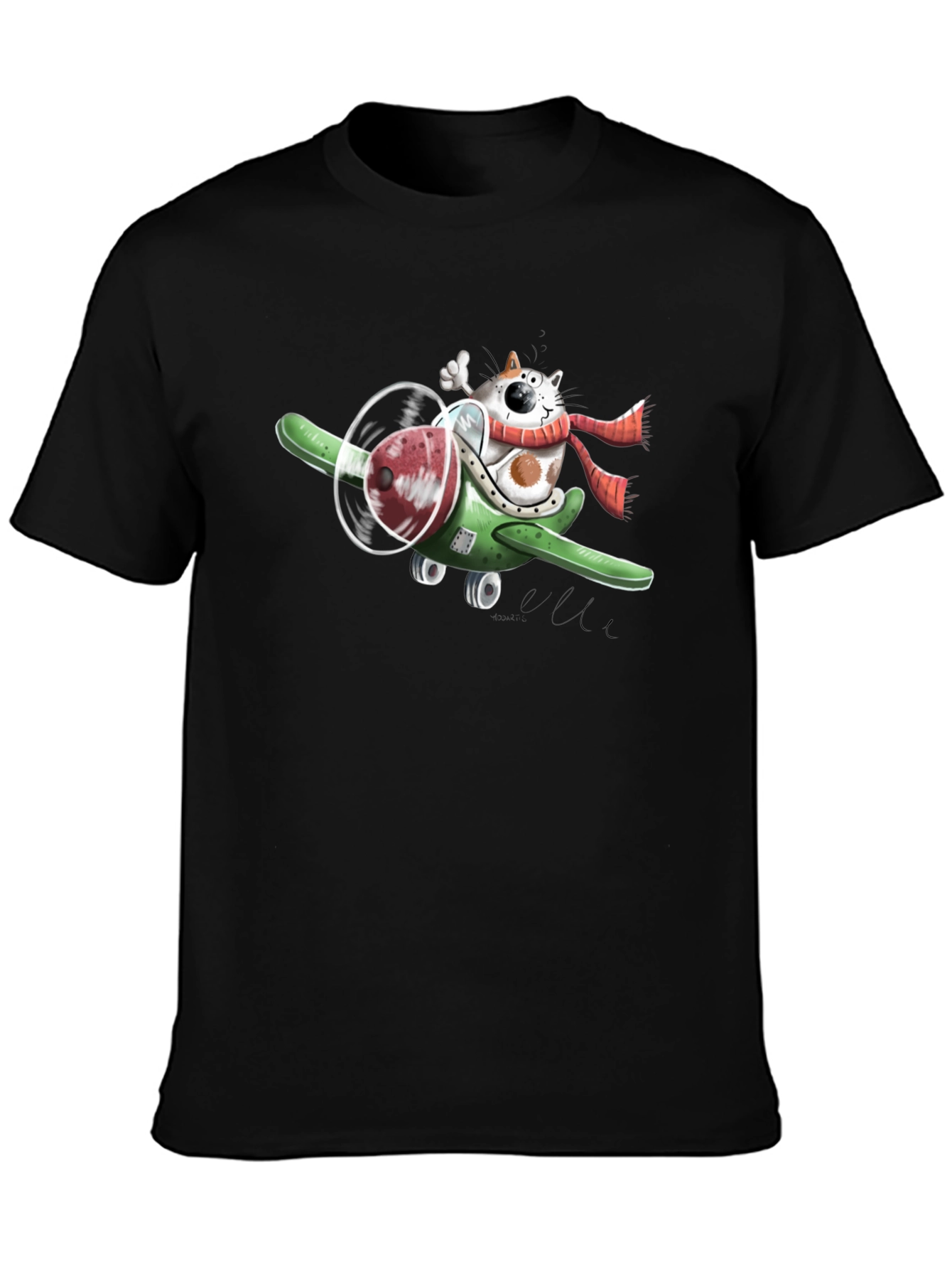 Cat Pilot T-Shirt - Quirky Cartoon Graphic Tee