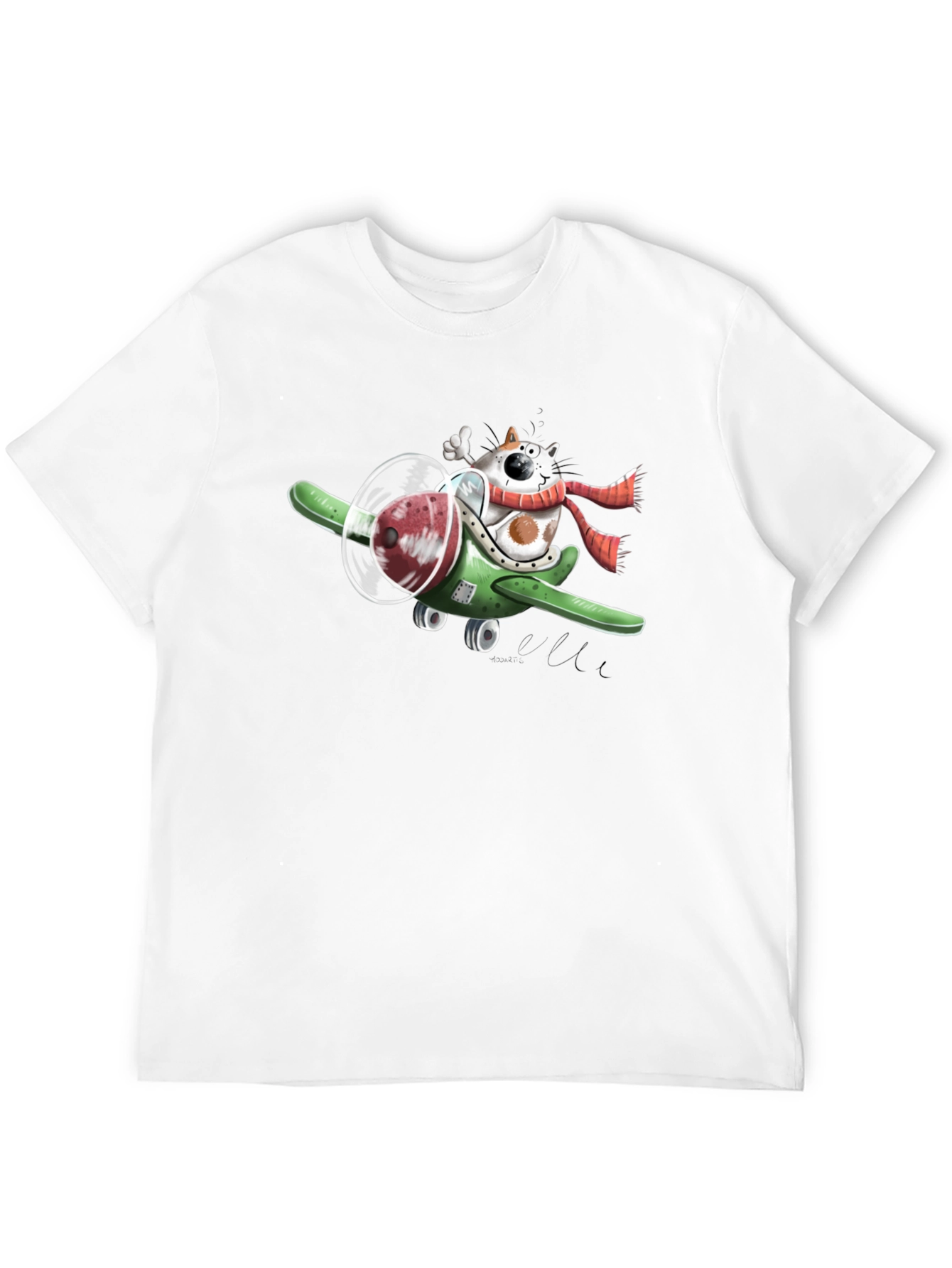 Cat Pilot T-Shirt - Quirky Cartoon Graphic Tee
