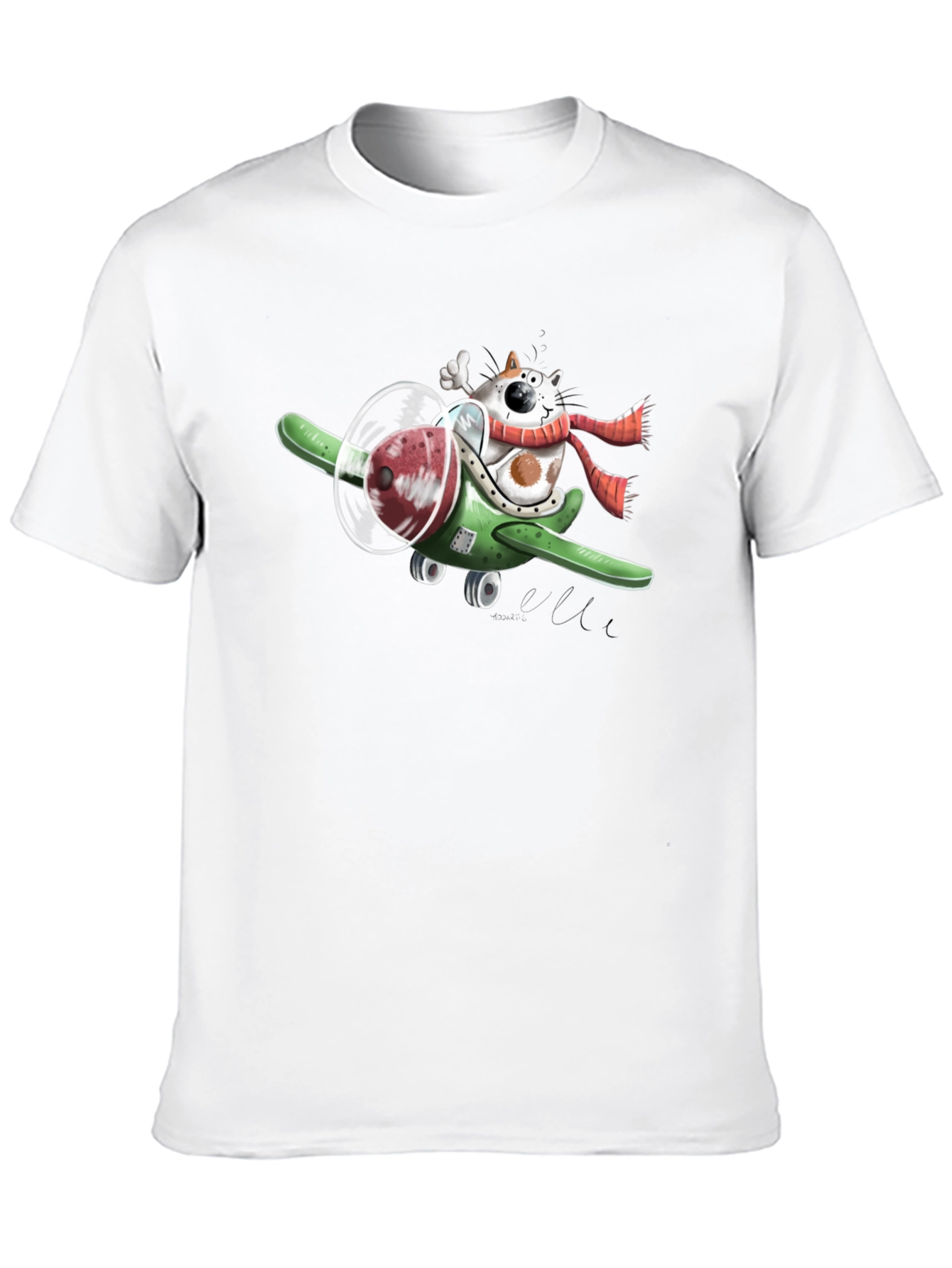 Cat Pilot T-Shirt - Quirky Cartoon Graphic Tee