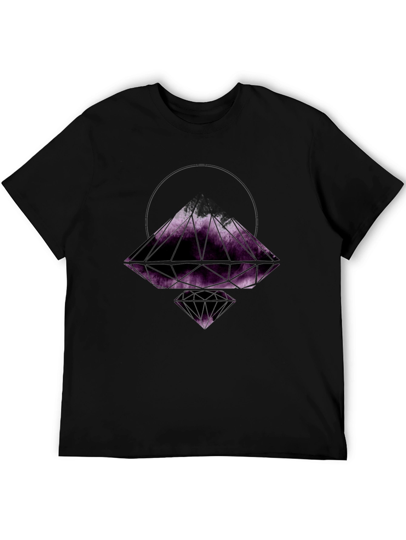 Geometric Diamond Graphic Tee - Black