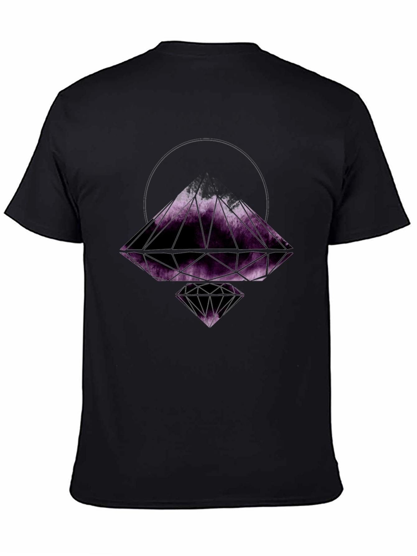 Geometric Diamond Graphic Tee - Black