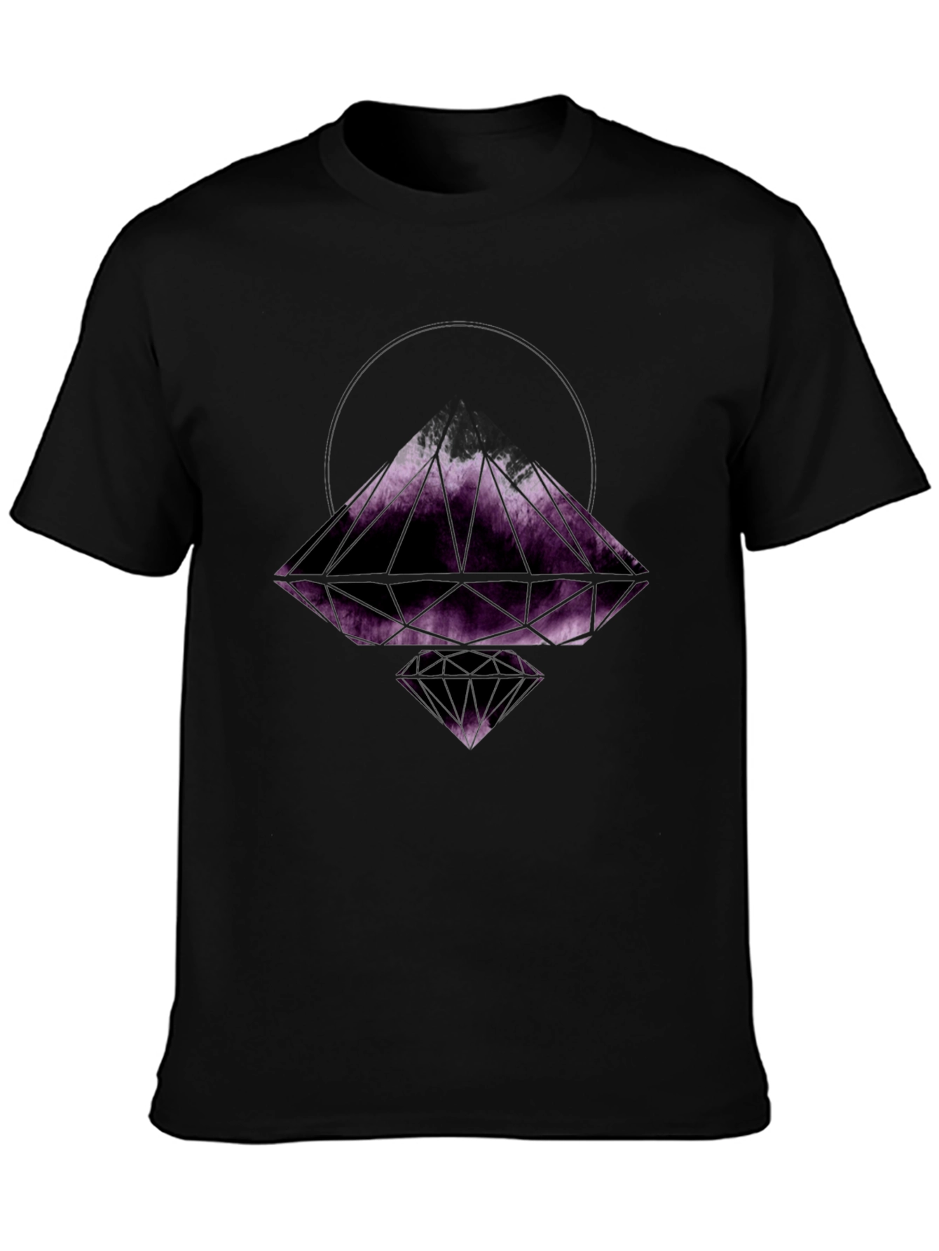 Geometric Diamond Graphic Tee - Black