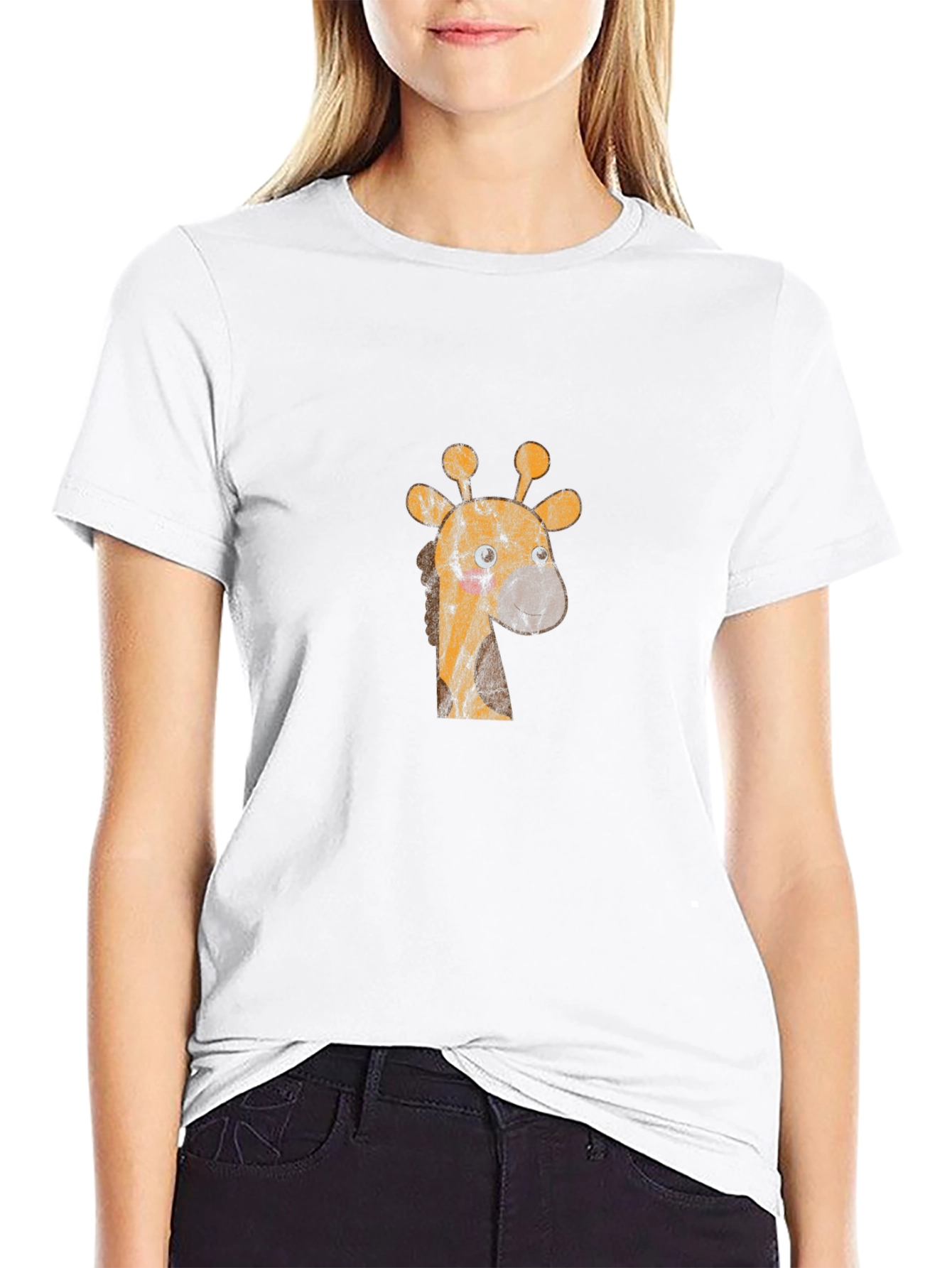 Giraffe Graphic Print Mens Black T-Shirt