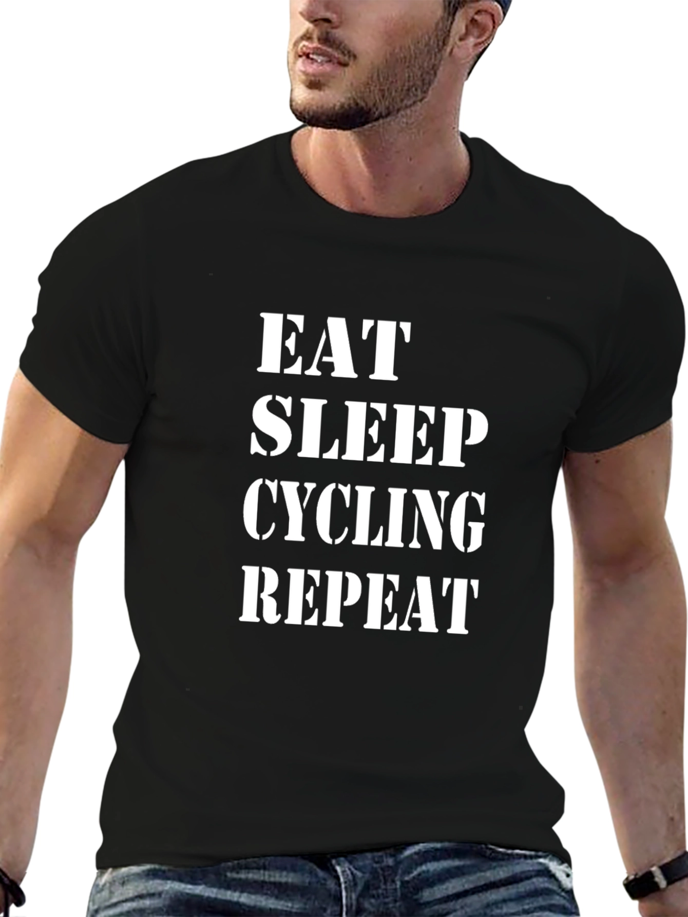Eat Sleep Cycling Repeat T-Shirt - Black