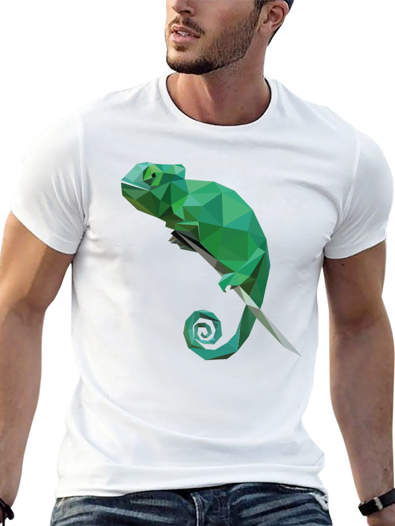 Geometric Chameleon T-Shirt - Modern Graphic Tee