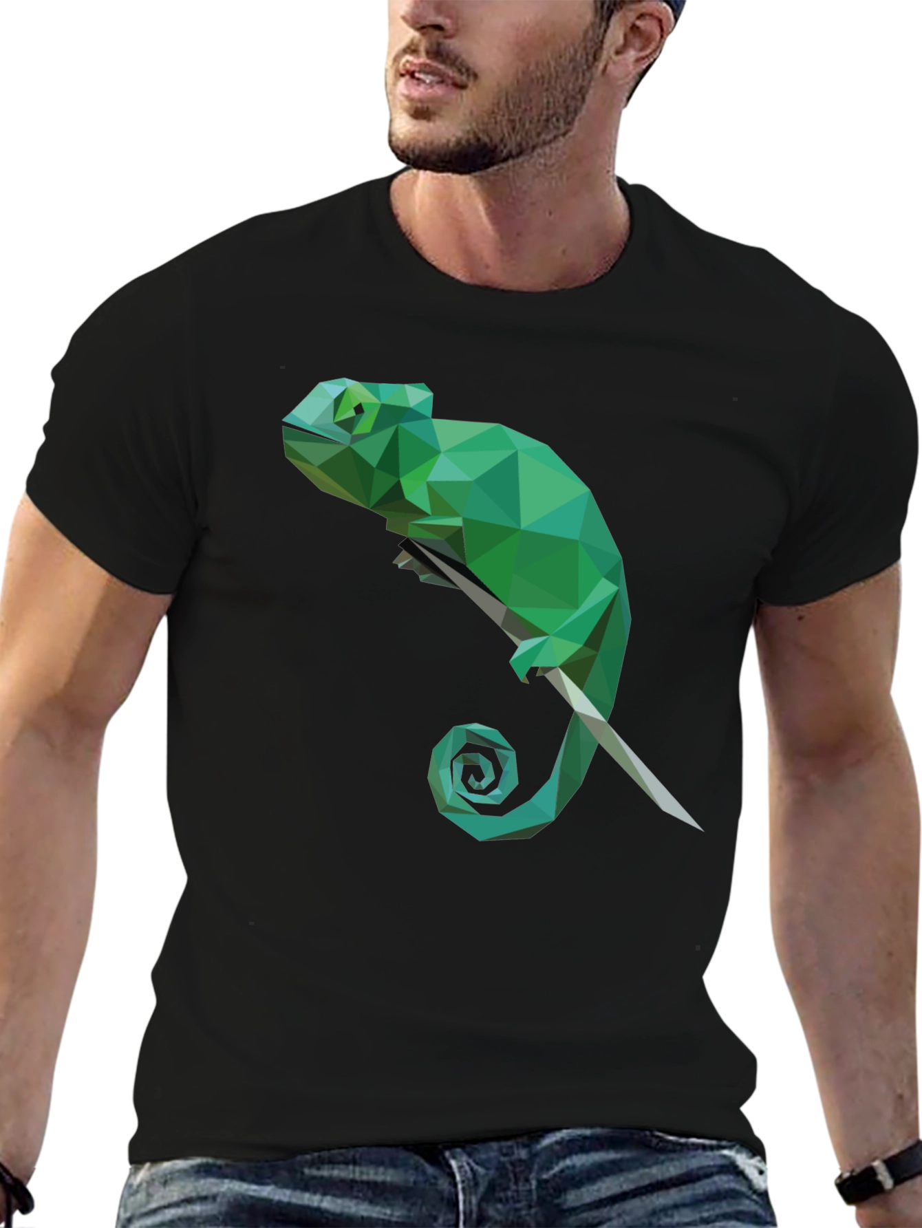 Geometric Chameleon T-Shirt - Modern Graphic Tee