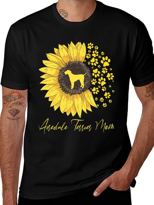 Airedale Terrier Mom Sunflower Graphic Tee
