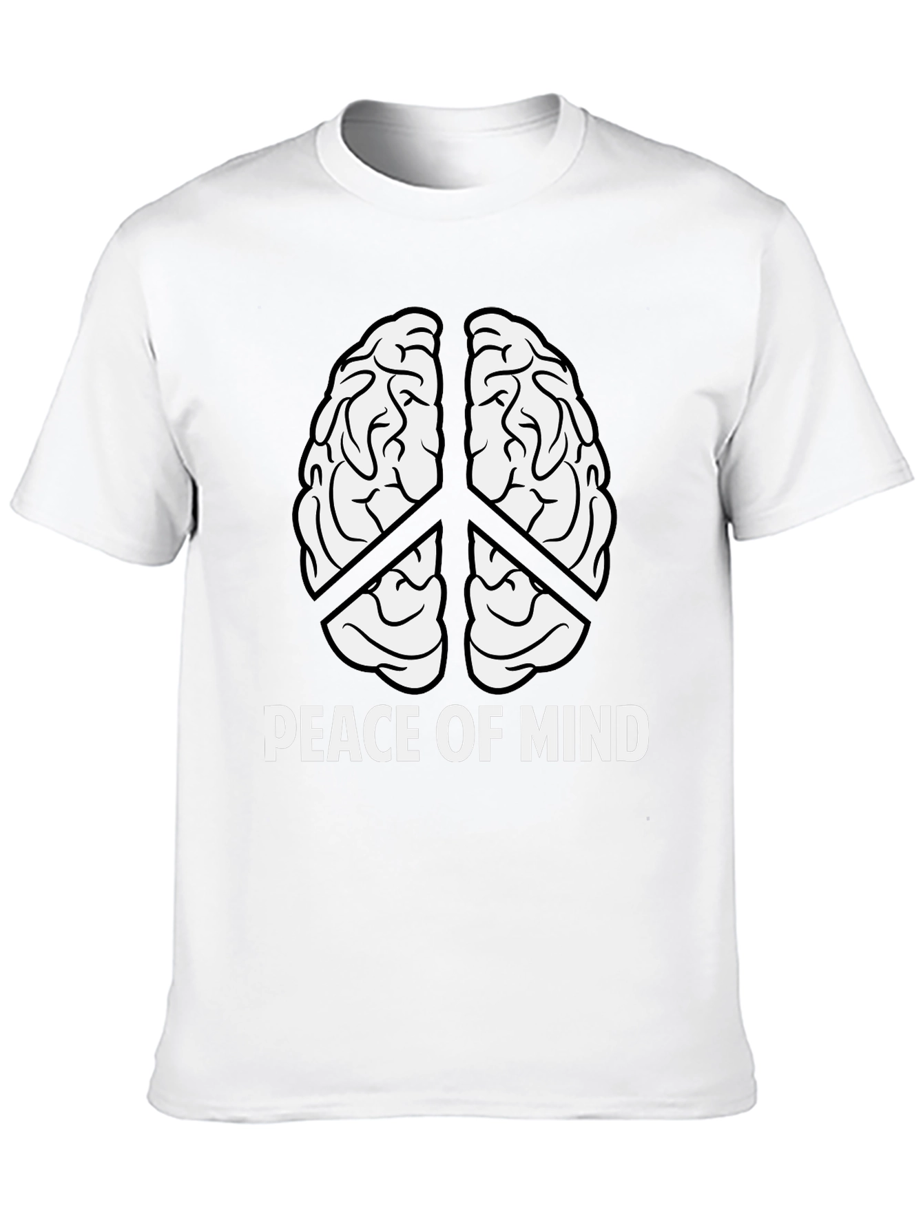 Peace of Mind Brain Peace Sign Black T-Shirt
