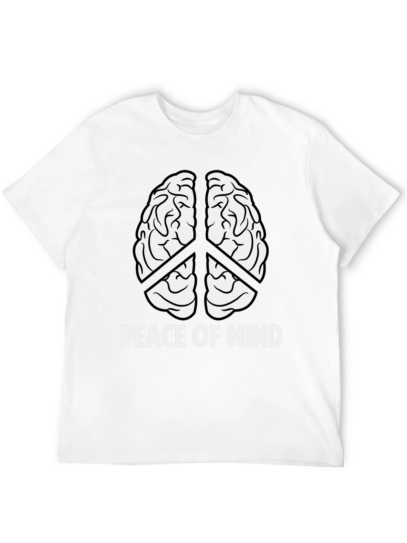 Peace of Mind Brain Peace Sign Black T-Shirt