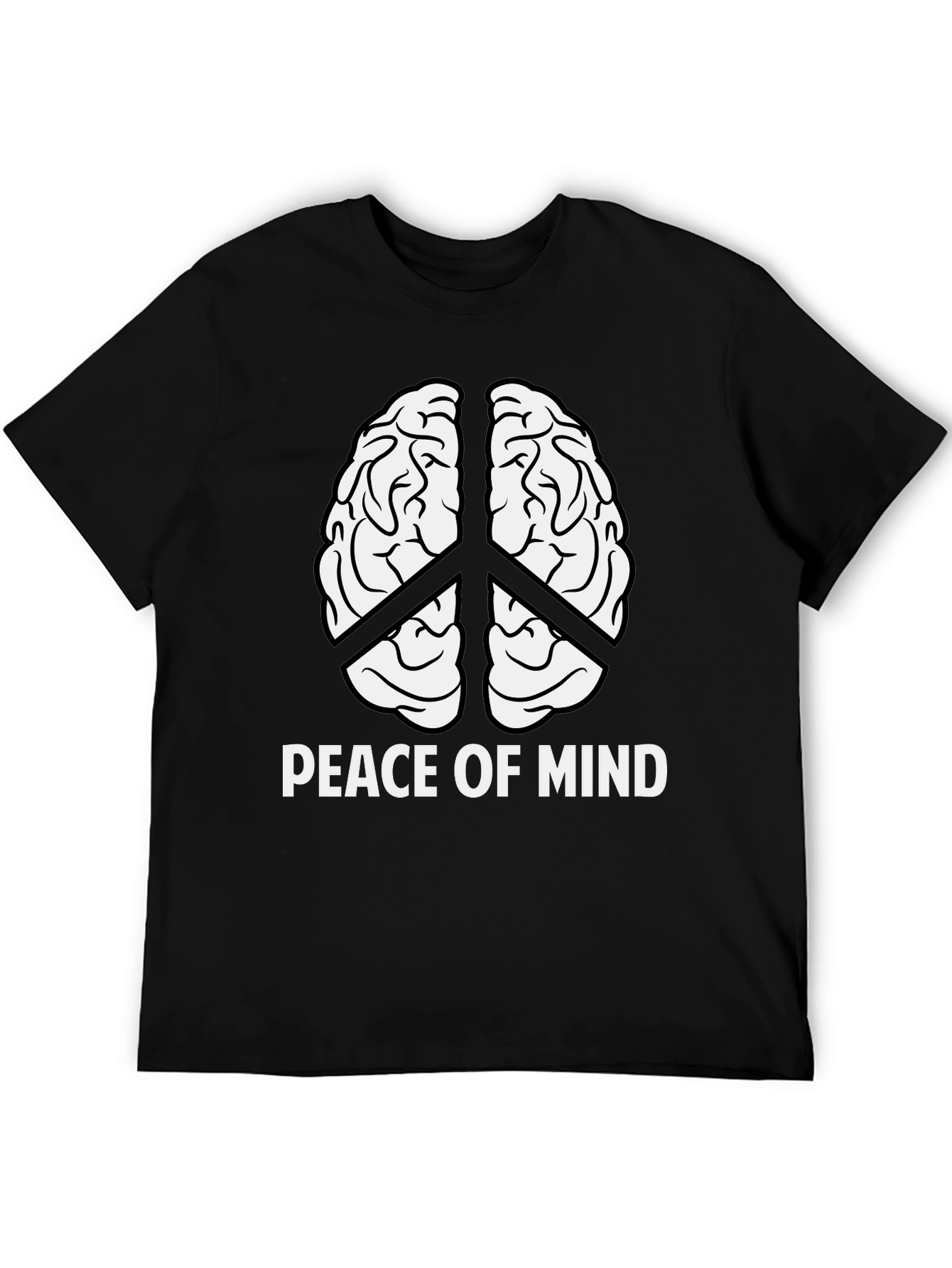 Peace of Mind Brain Peace Sign Black T-Shirt