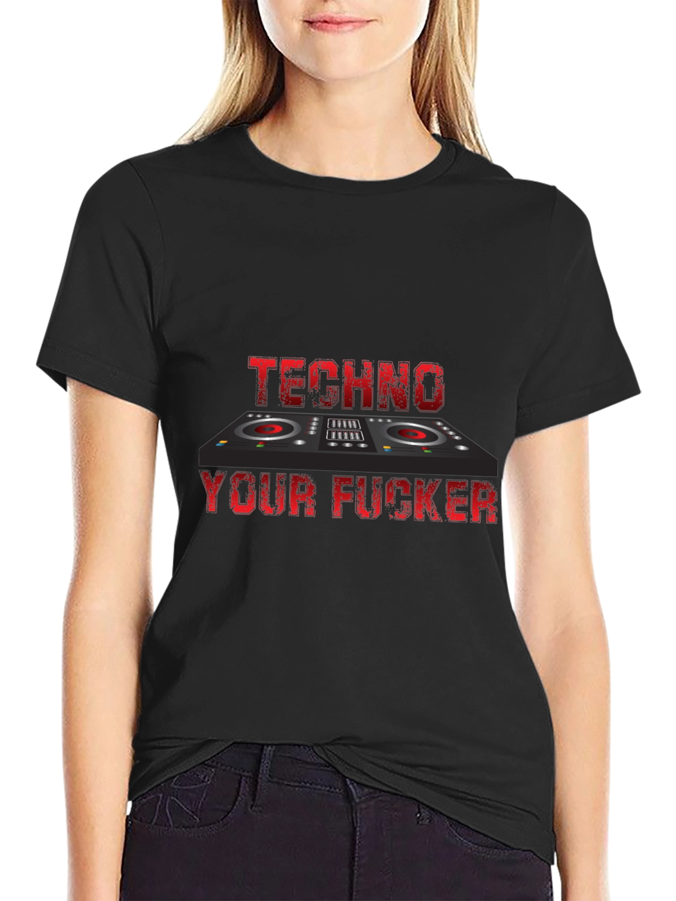 Techno DJ Graphic Tee - Bold Black T-Shirt