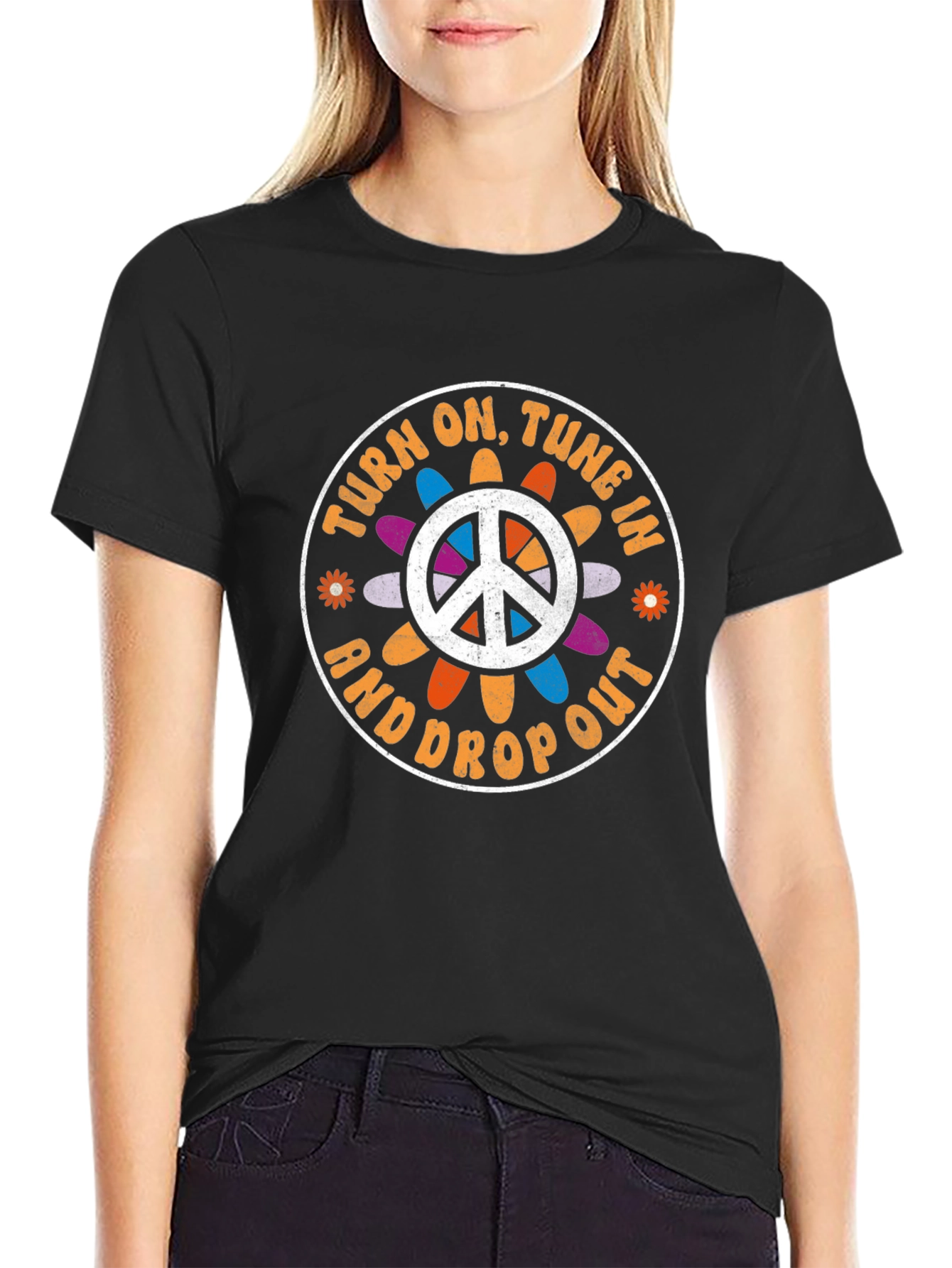 Turn On Tune In T-Shirt Retro Peace Sign
