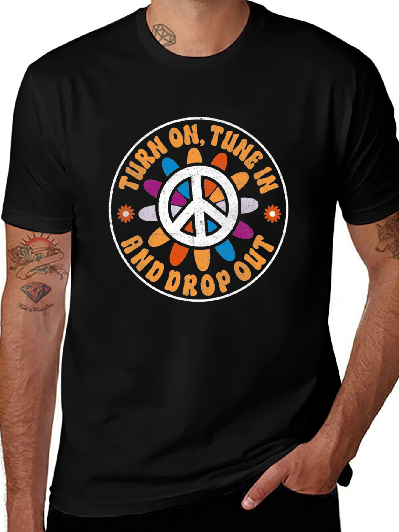 Turn On Tune In T-Shirt Retro Peace Sign