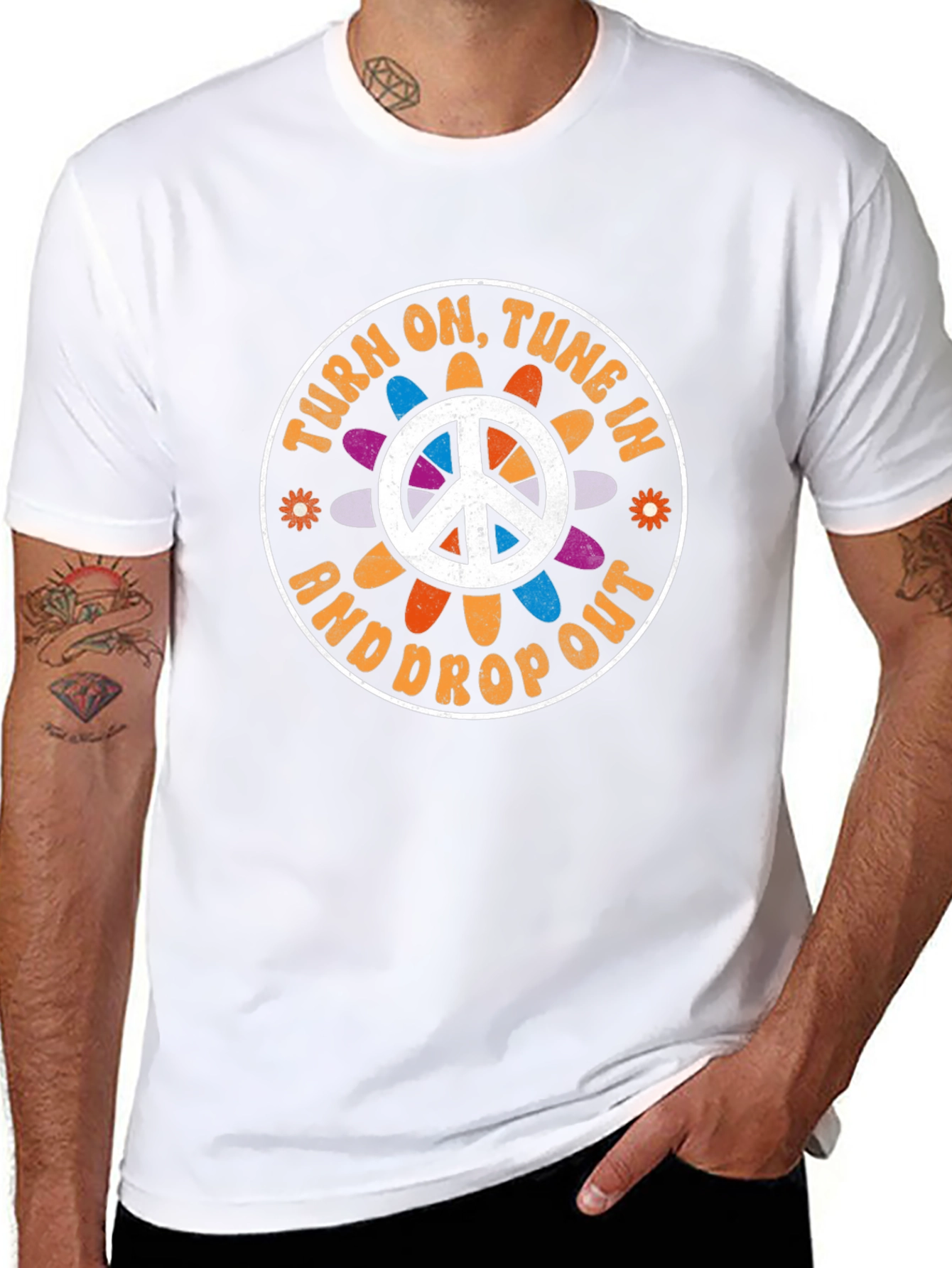Turn On Tune In T-Shirt Retro Peace Sign