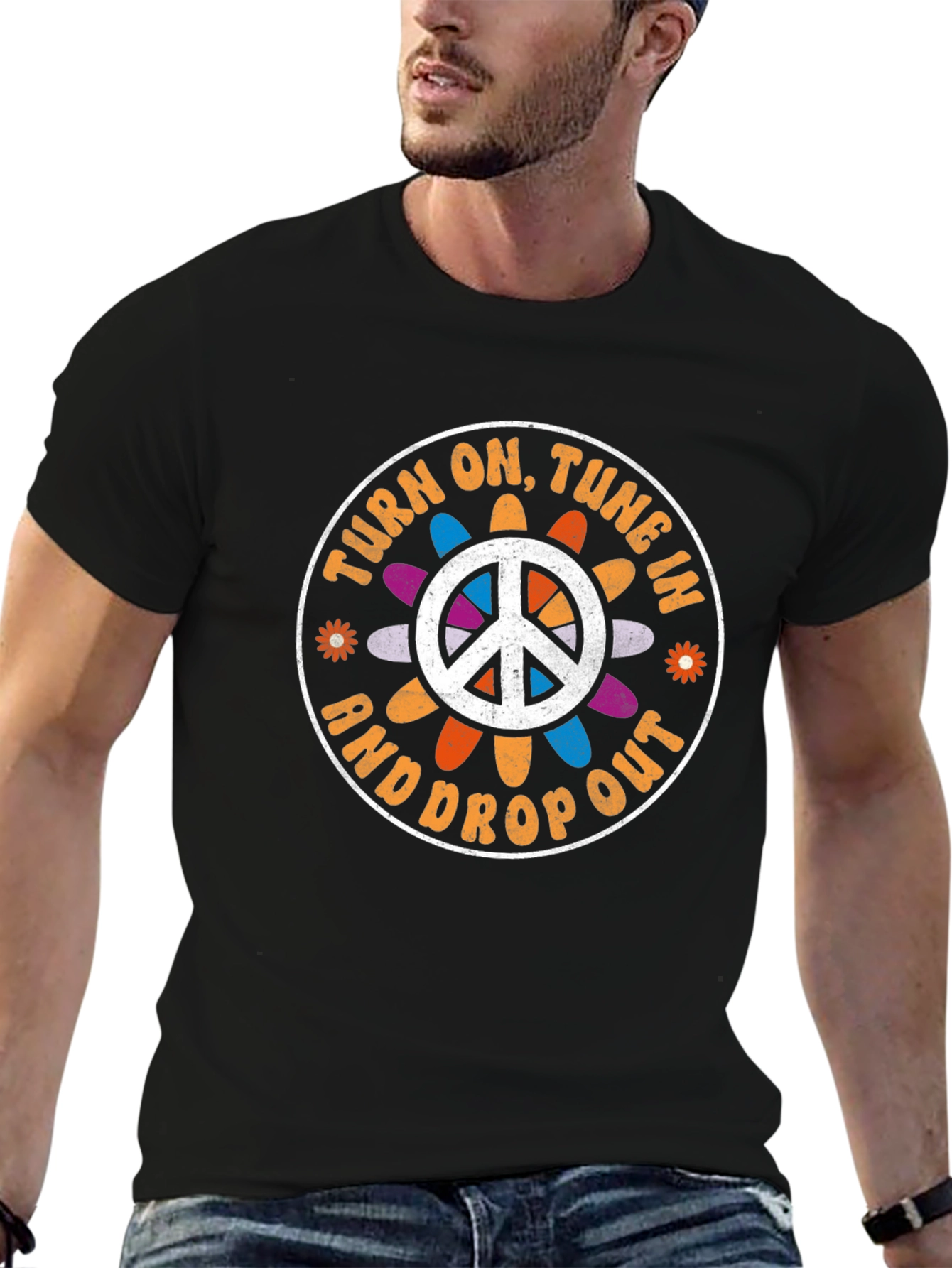 Turn On Tune In T-Shirt Retro Peace Sign