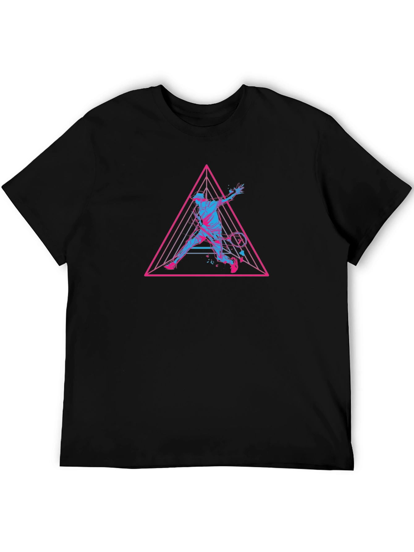 Retro Tennis T-Shirt - Geometric Player Design