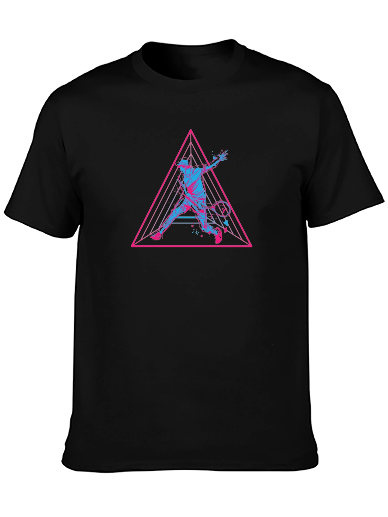 Retro Tennis T-Shirt - Geometric Player Design