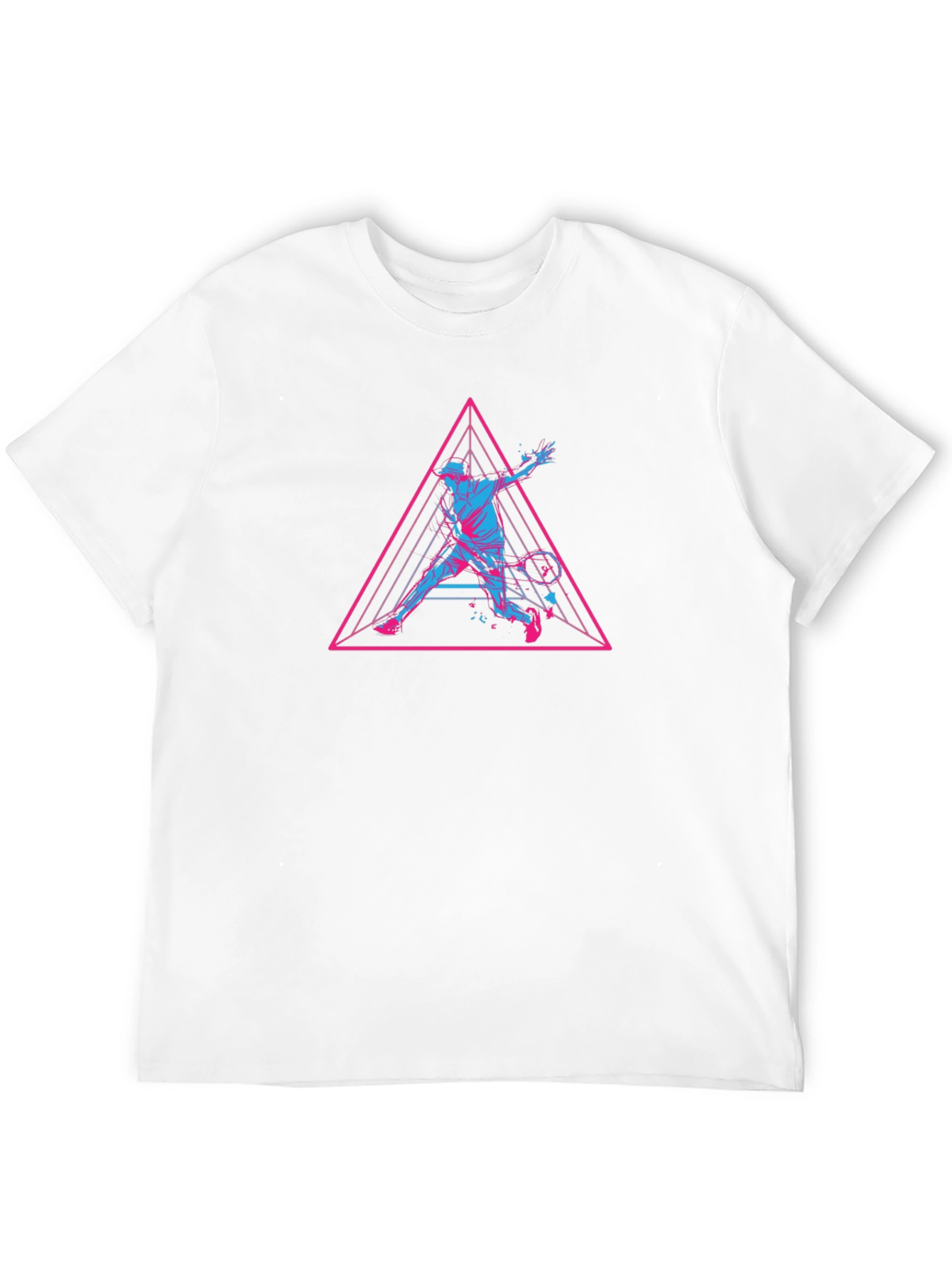Retro Tennis T-Shirt - Geometric Player Design