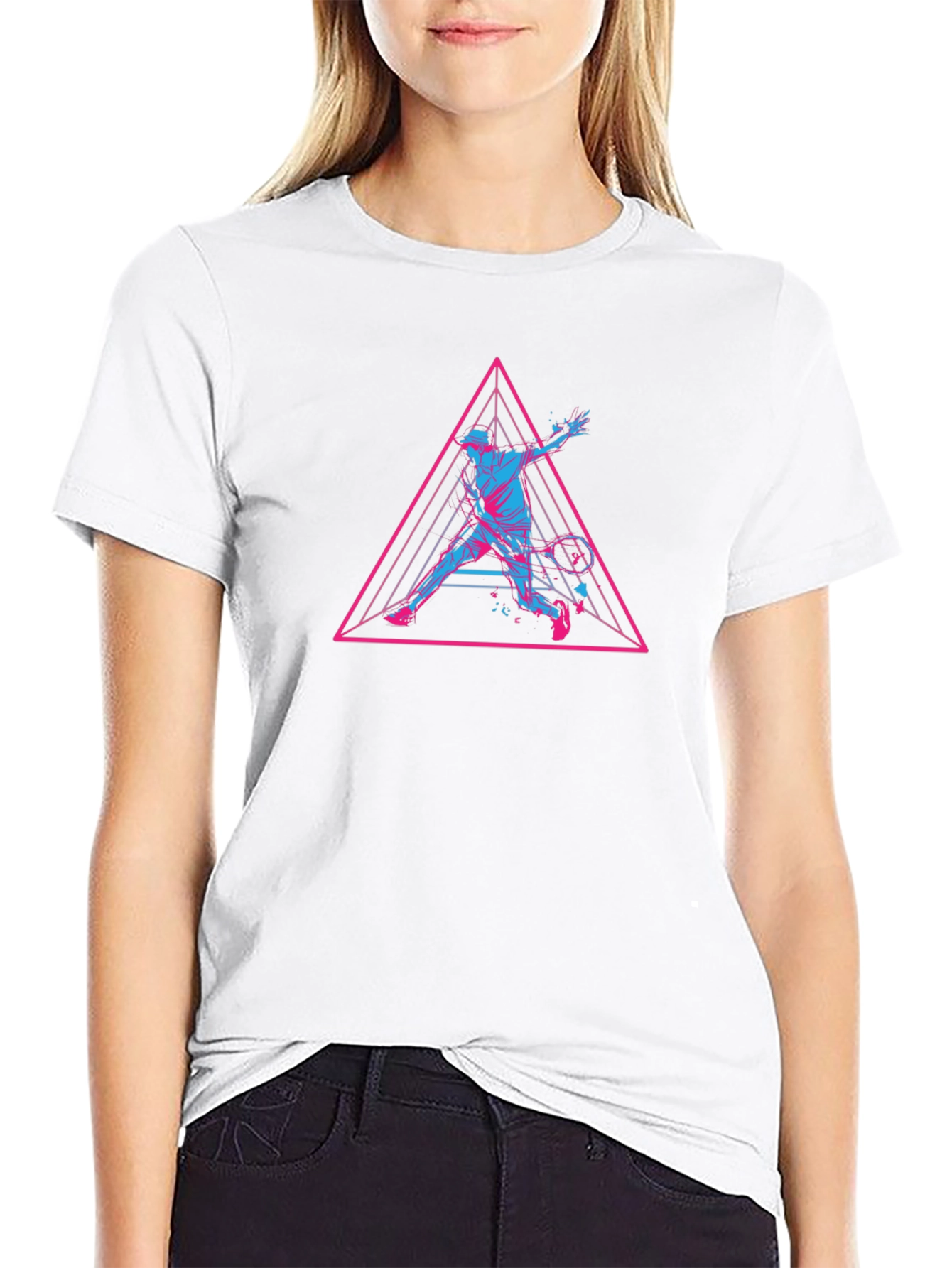 Retro Tennis T-Shirt - Geometric Player Design