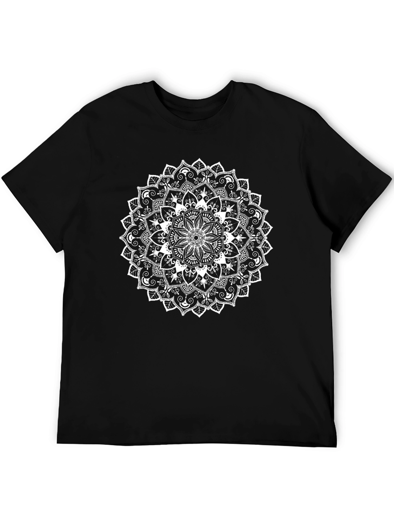 Mandala Graphic Tee - Black Cotton Casual Wear