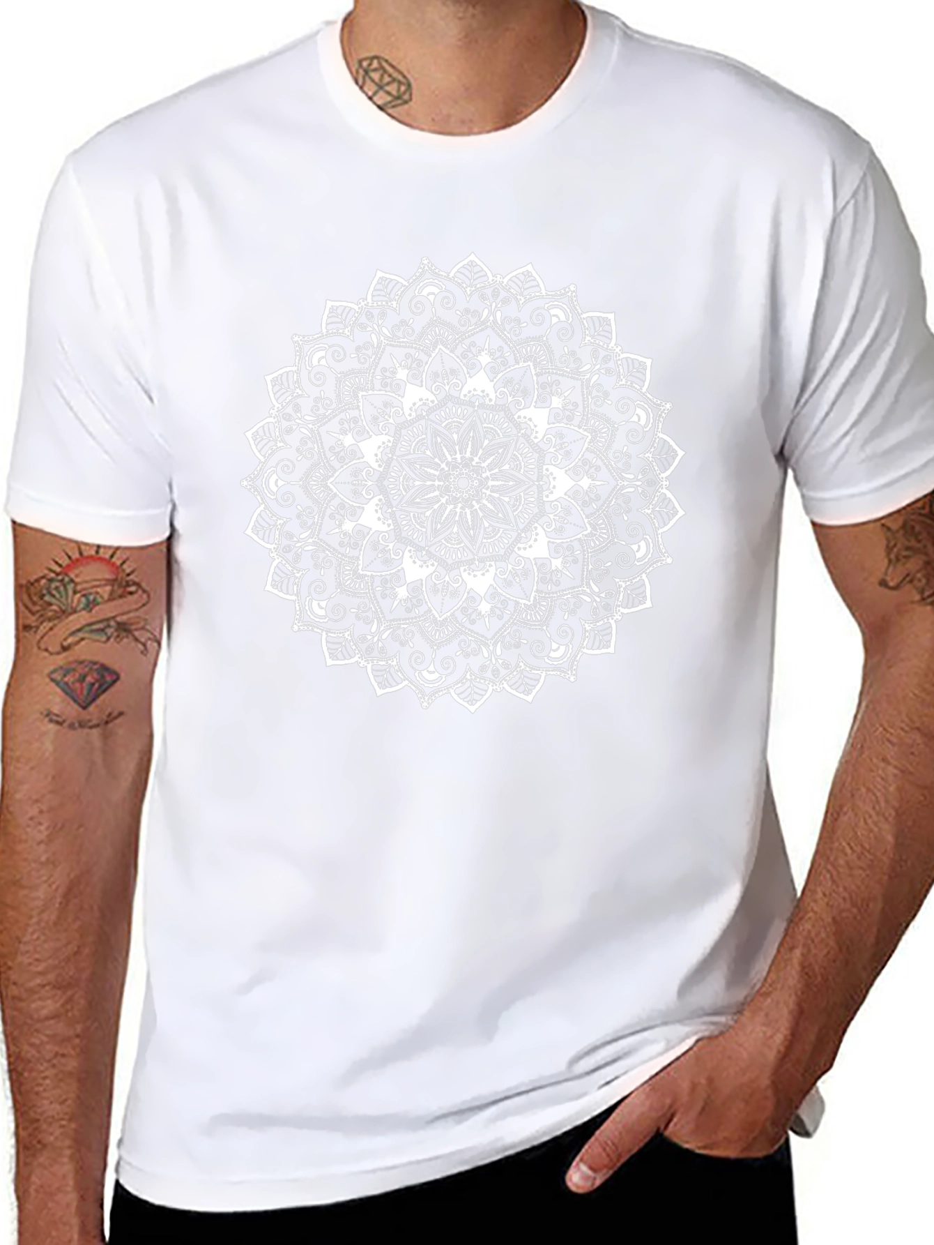 Mandala Graphic Tee - Black Cotton Casual Wear
