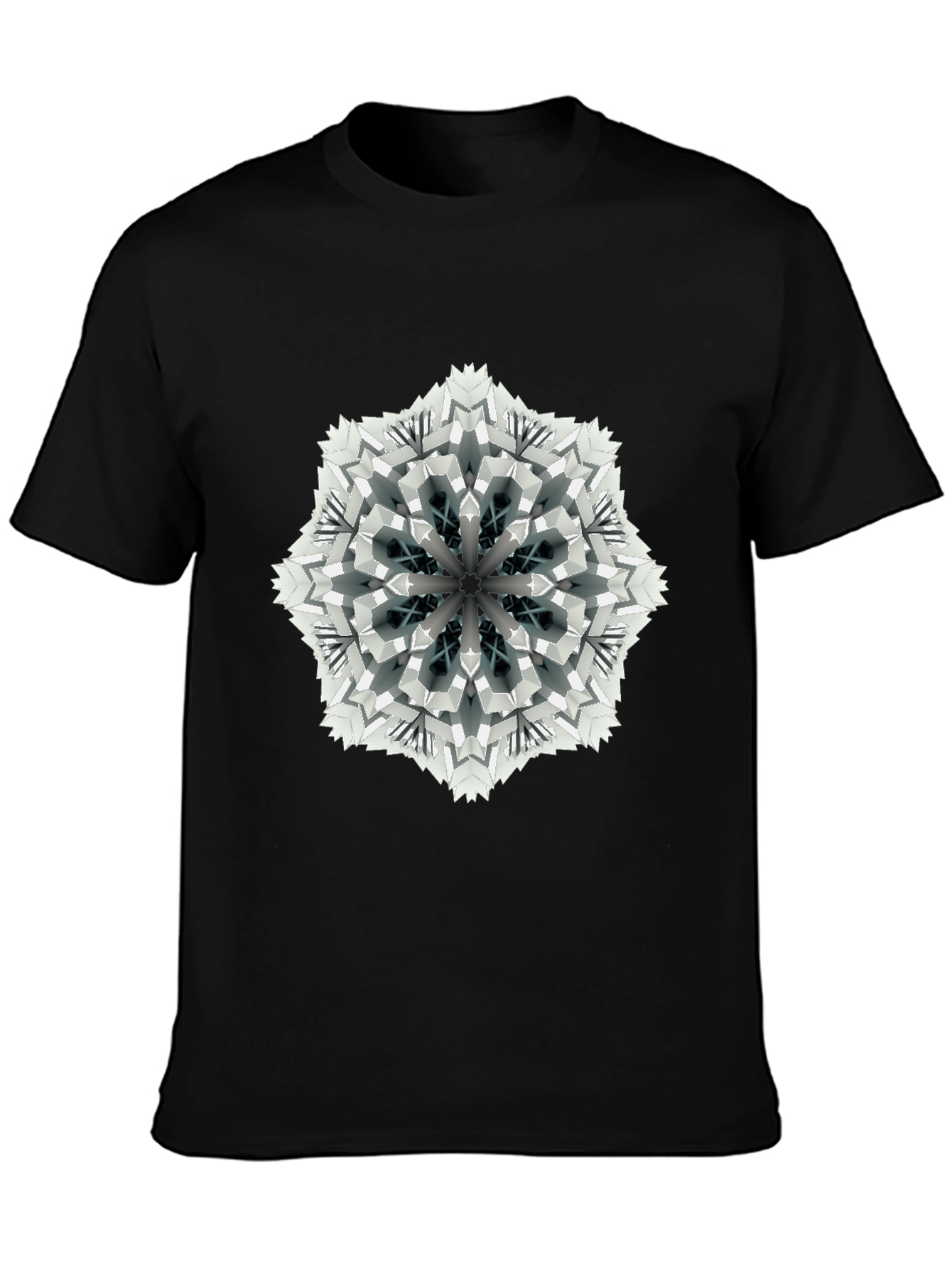 Geometric Mandala Print Black T-Shirt