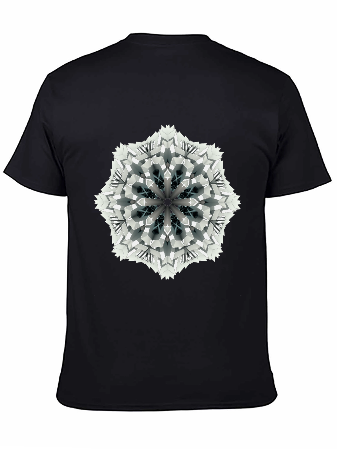 Geometric Mandala Print Black T-Shirt