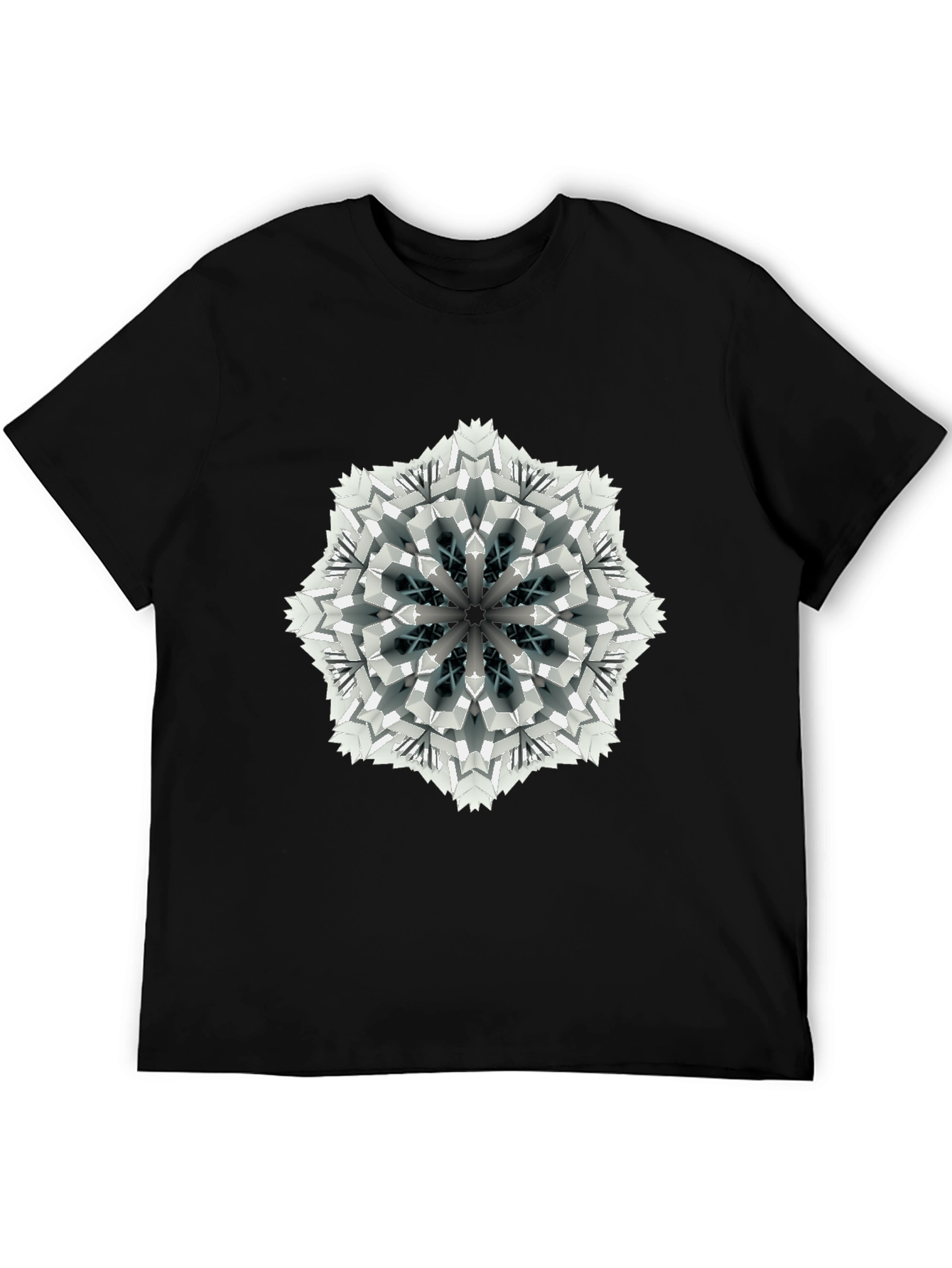 Geometric Mandala Print Black T-Shirt