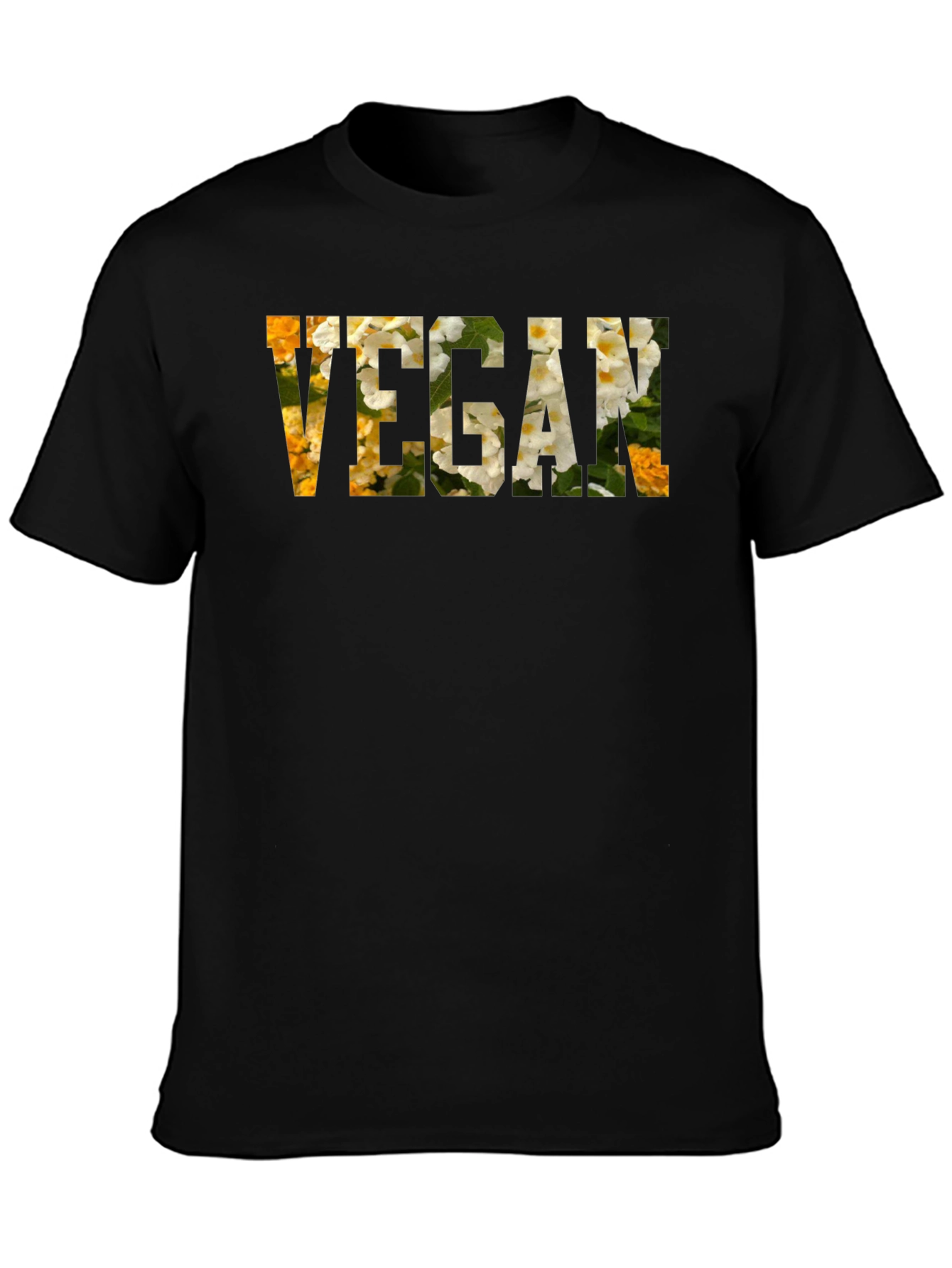 Vegan Floral Letter Print T-Shirt