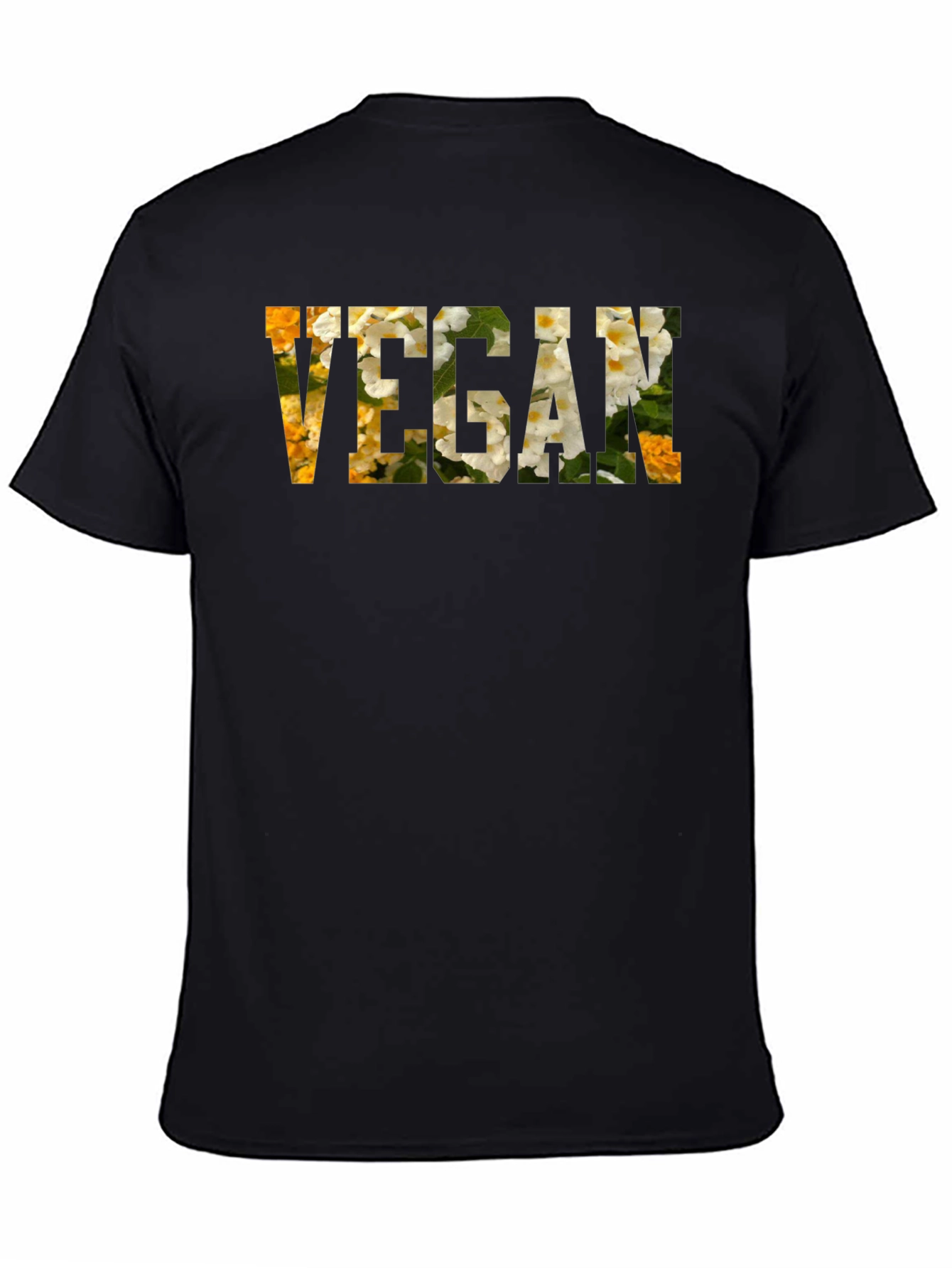 Vegan Floral Letter Print T-Shirt