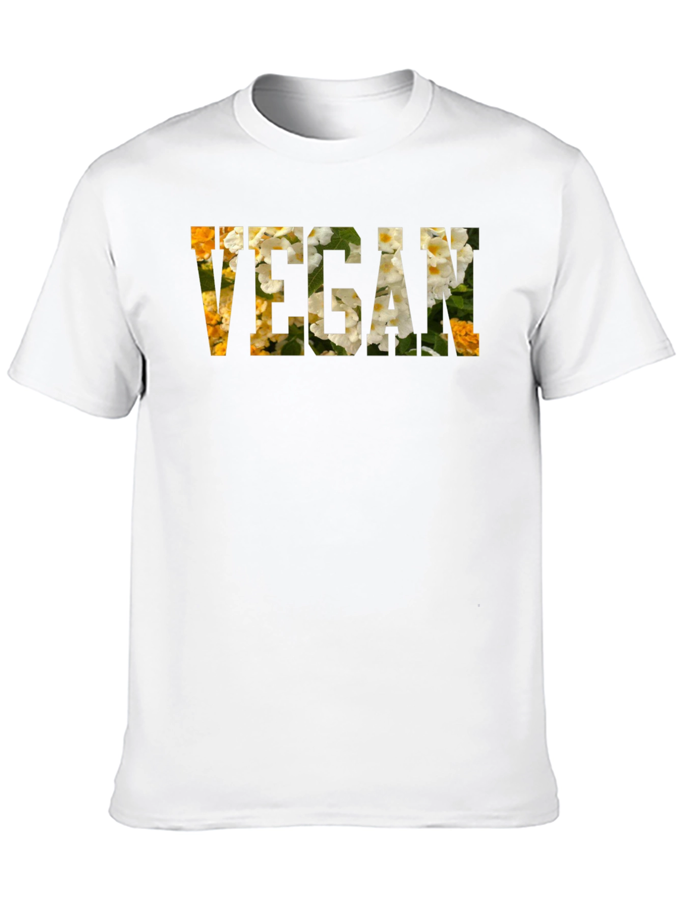 Vegan Floral Letter Print T-Shirt