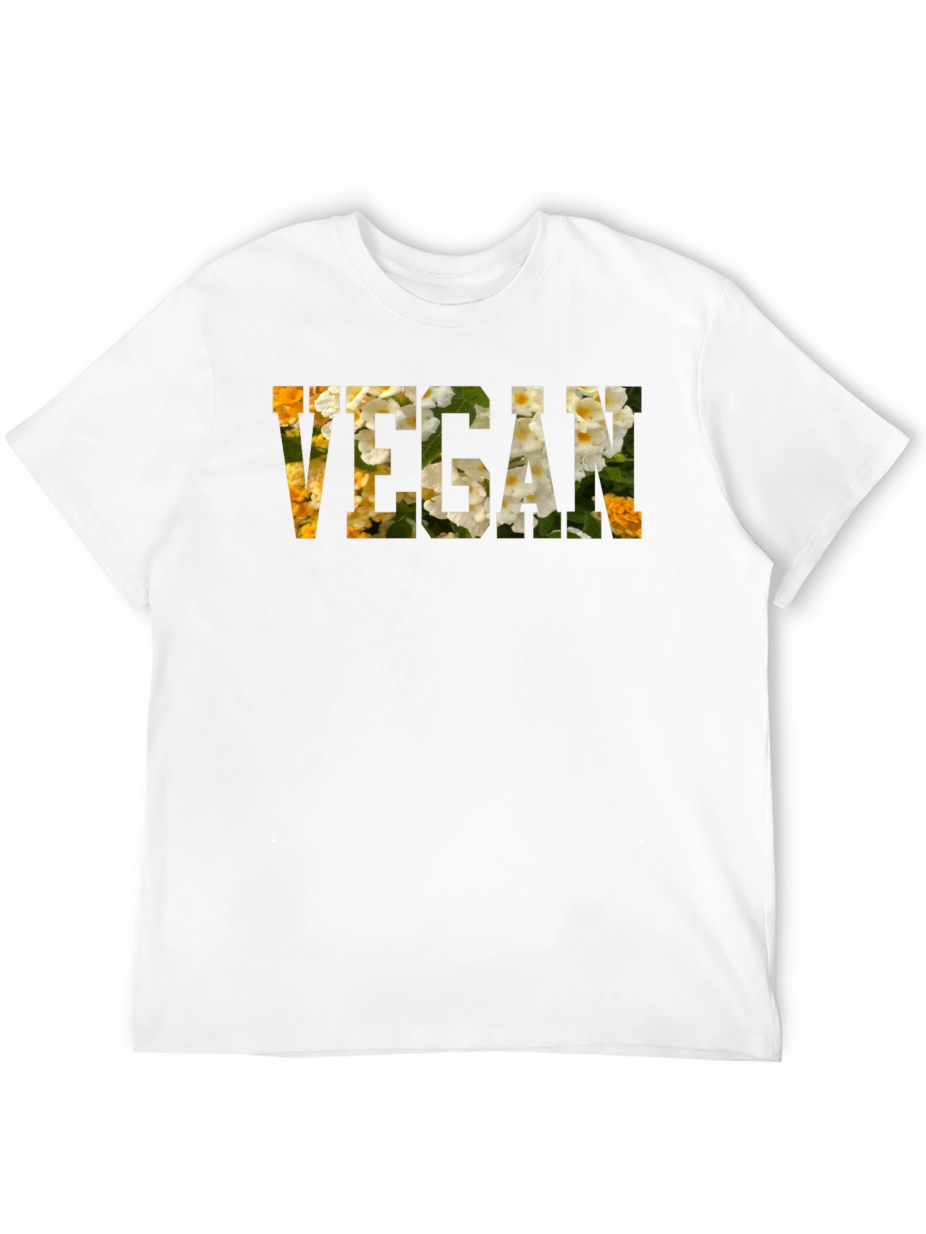 Vegan Floral Letter Print T-Shirt