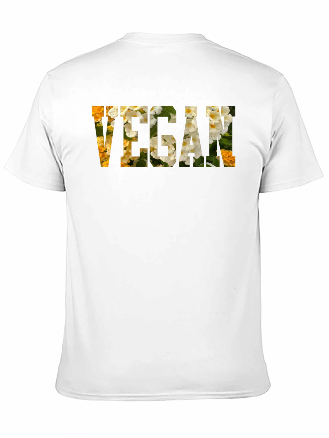 Vegan Floral Letter Print T-Shirt