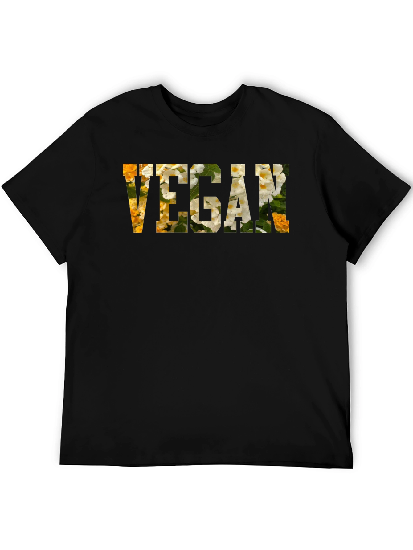 Vegan Floral Letter Print T-Shirt