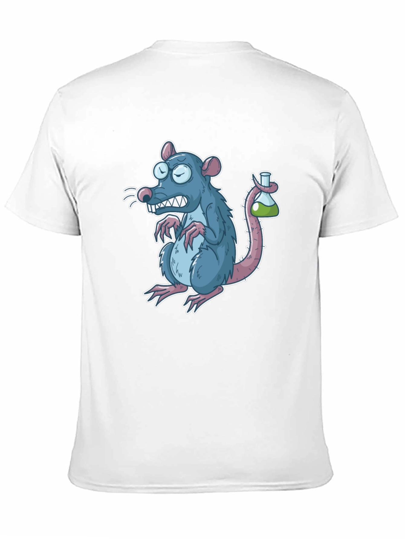 Cartoon Rat with Test Tube Black T-Shirt