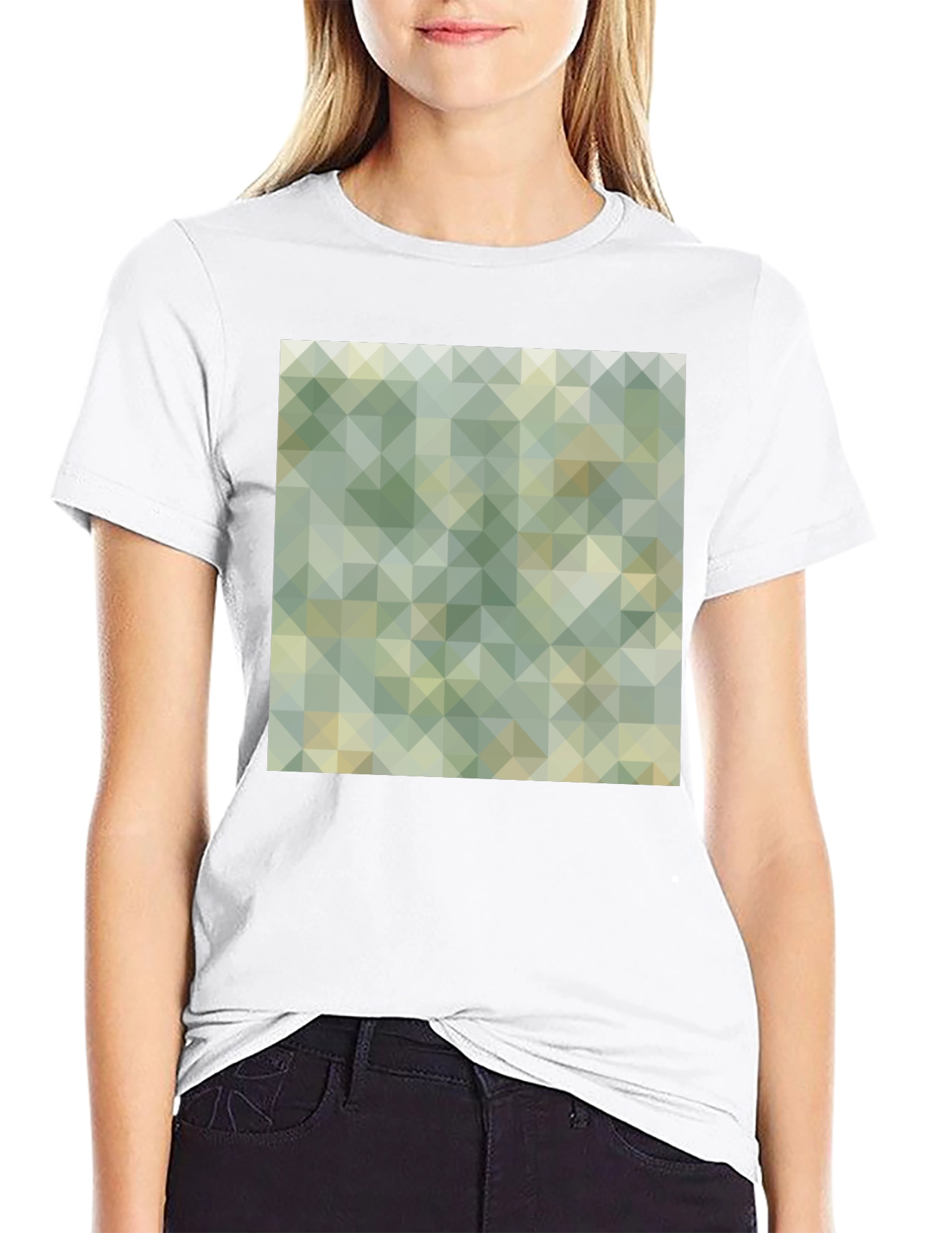 Geometric Triangle Pattern Black T-Shirt