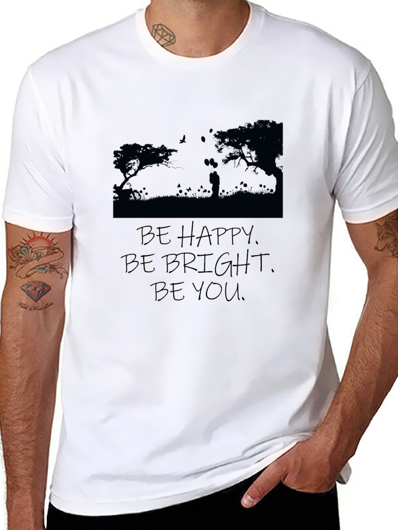 Inspirational Graphic T-Shirt: Be Happy Be Bright Be You