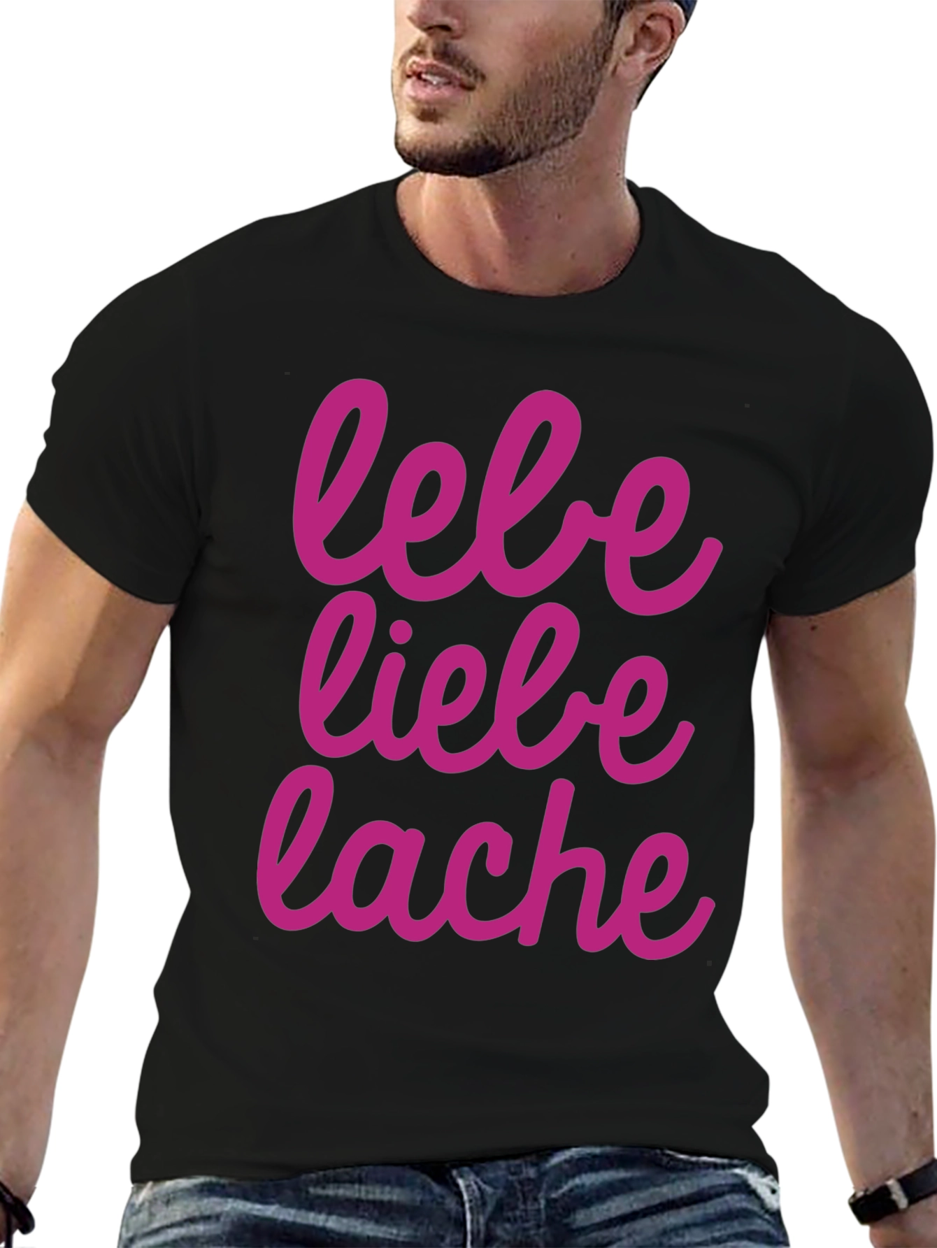 Lebe Liebe Lache Graphic Tee - Black
